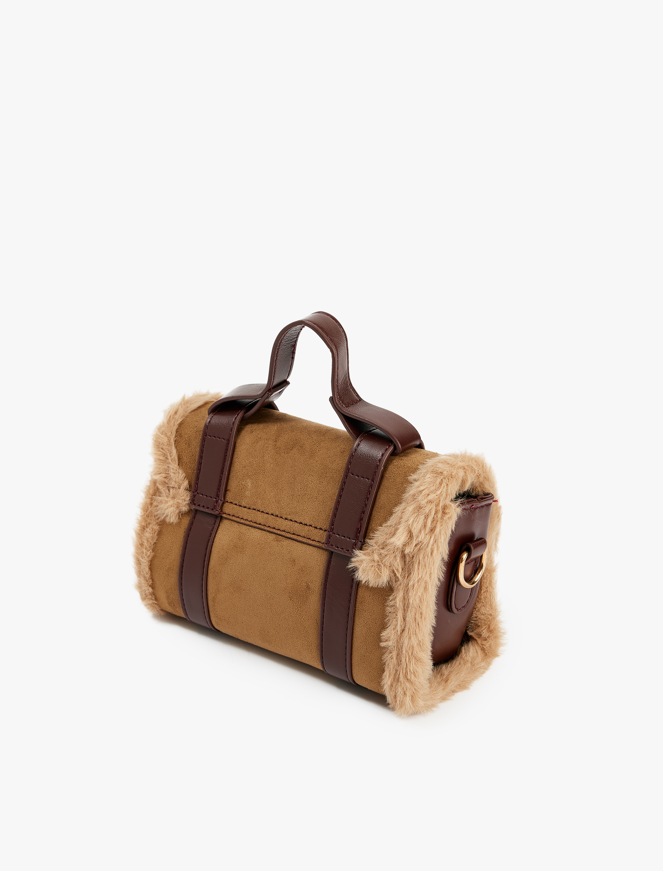  Kadın Peluş Detaylı Suni Süet Askılı Çanta