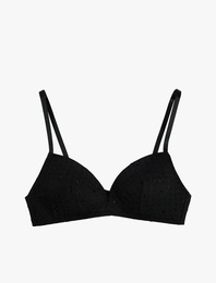 Boncuk Detaylı Rahat Kalıp Tüllü Balensiz Dolgusuz Sütyen