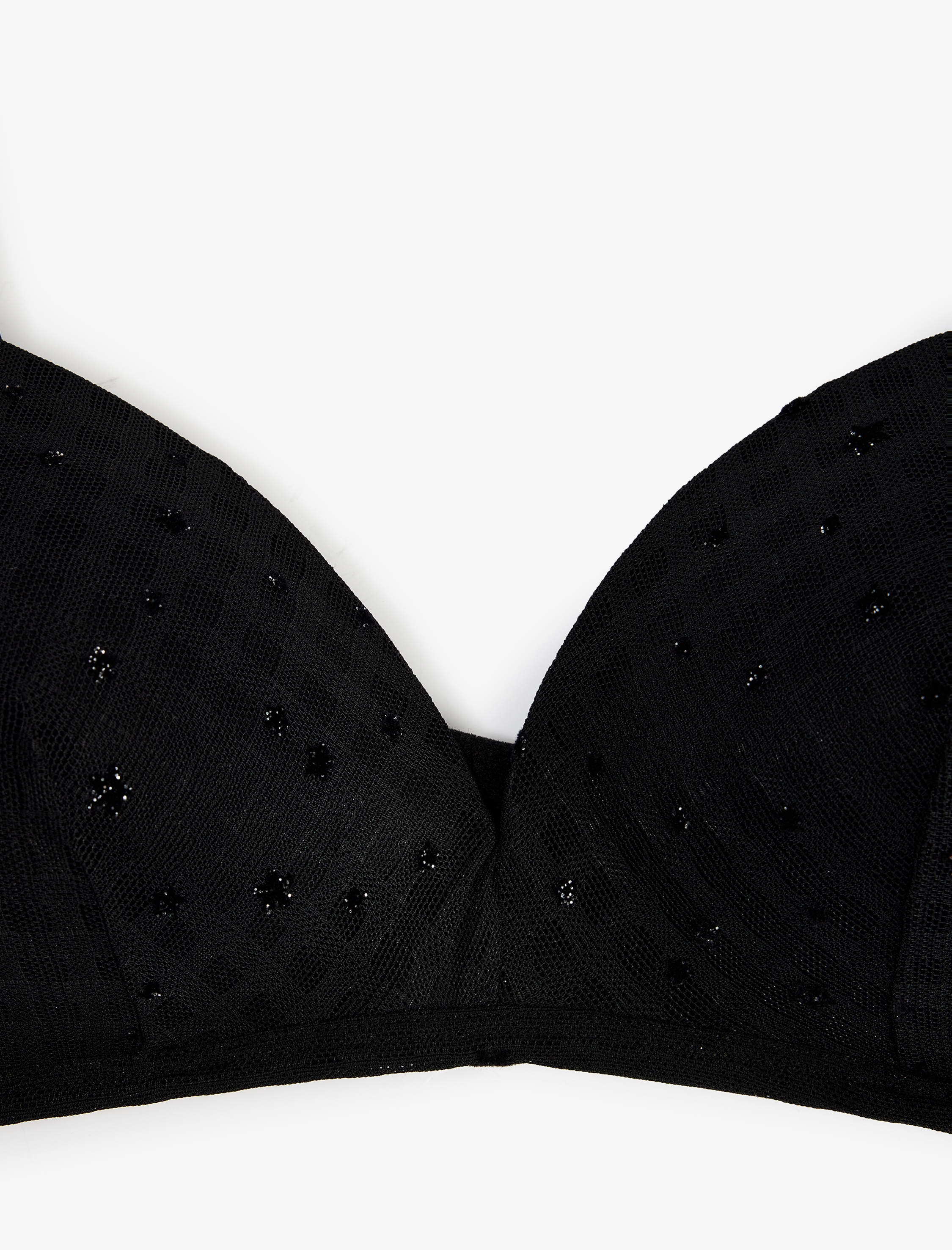   Boncuk Detaylı Rahat Kalıp Tüllü Balensiz Dolgusuz Sütyen