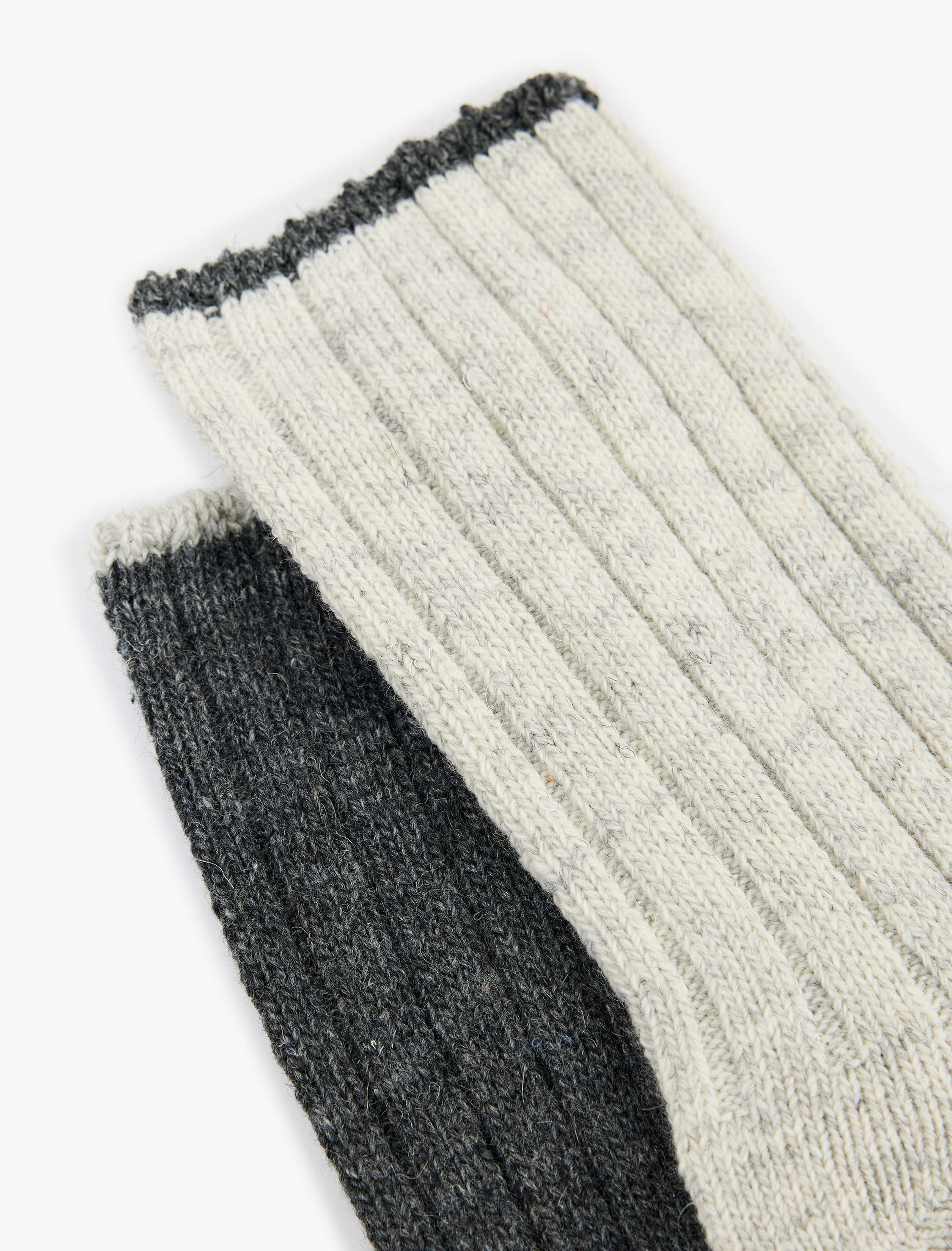  Kadın Koyun Yünü Karışımlı Renk Kontrastlı 2'li Soket Çorap Seti