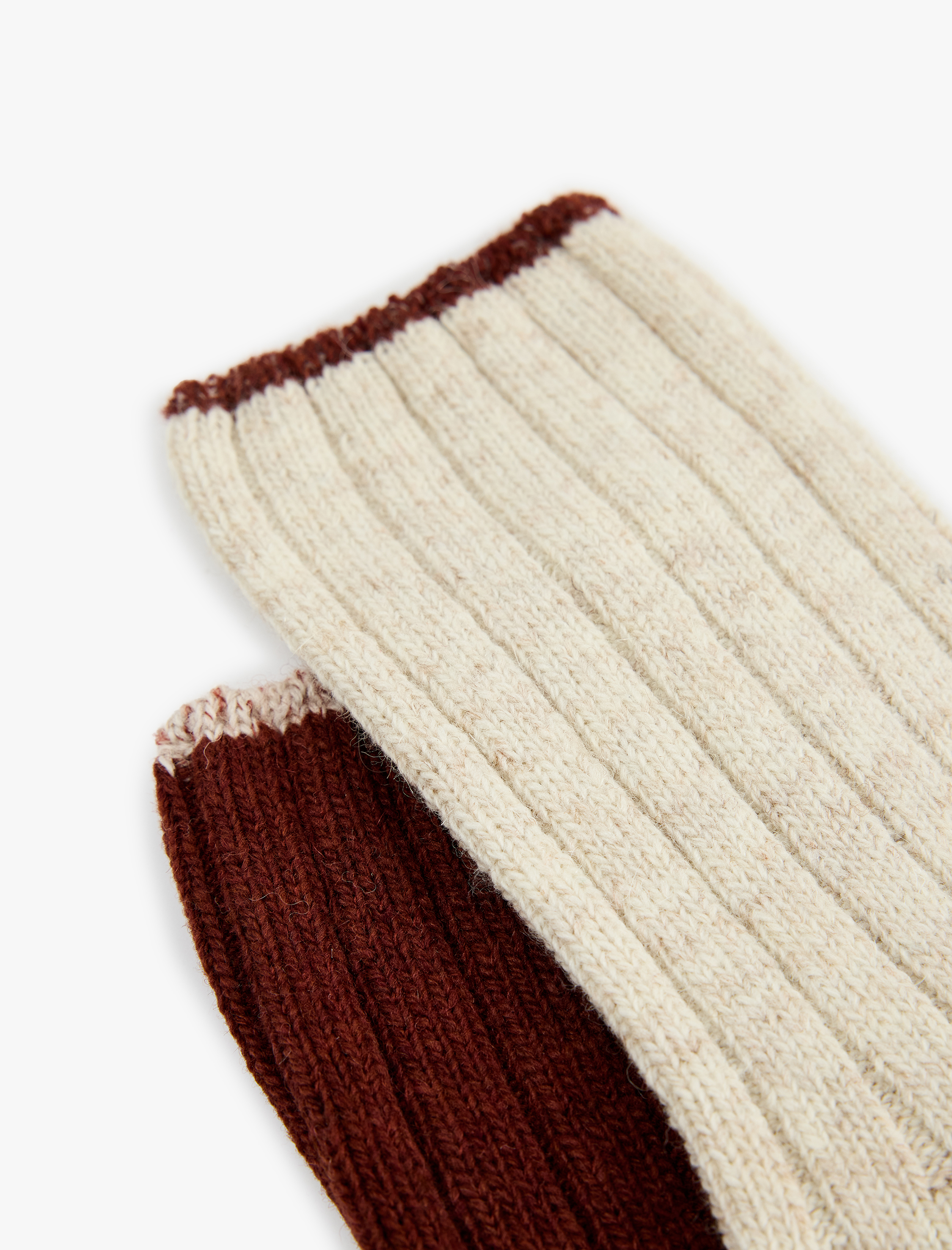  Kadın Koyun Yünü Karışımlı Renk Kontrastlı 2'li Soket Çorap Seti