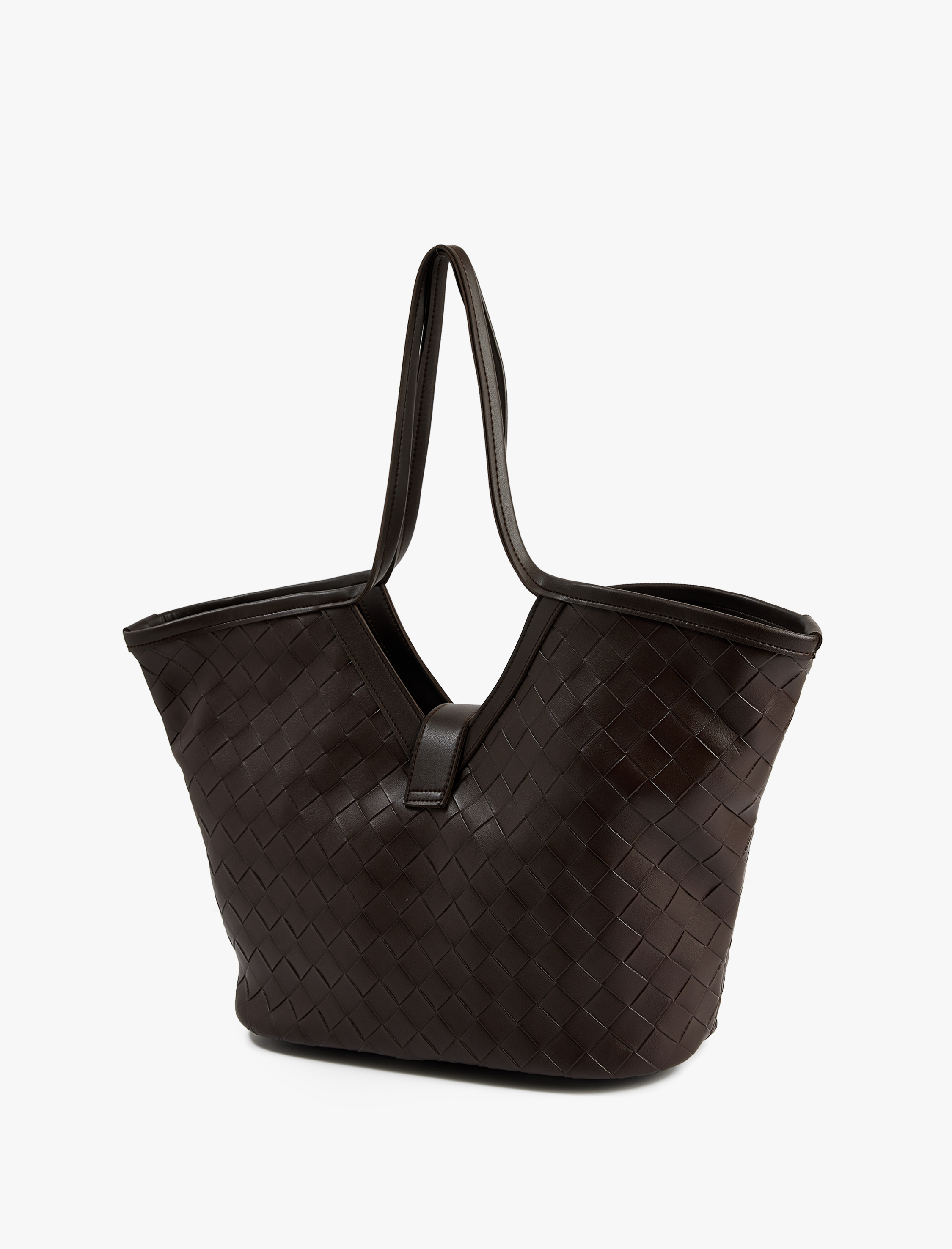  Kadın Örgü Görünümlü Saplı Suni Deri Tote Çanta