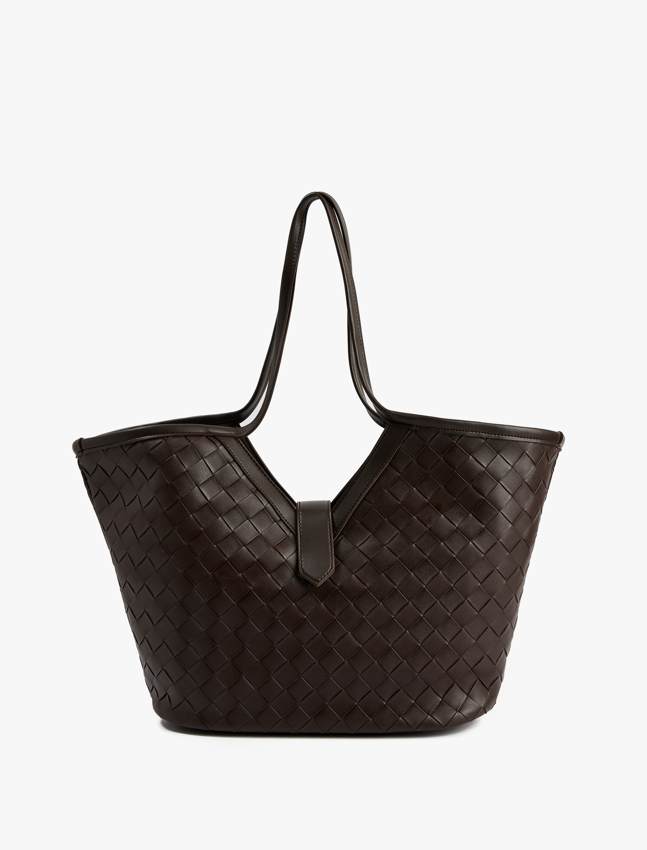  Kadın Örgü Görünümlü Saplı Suni Deri Tote Çanta