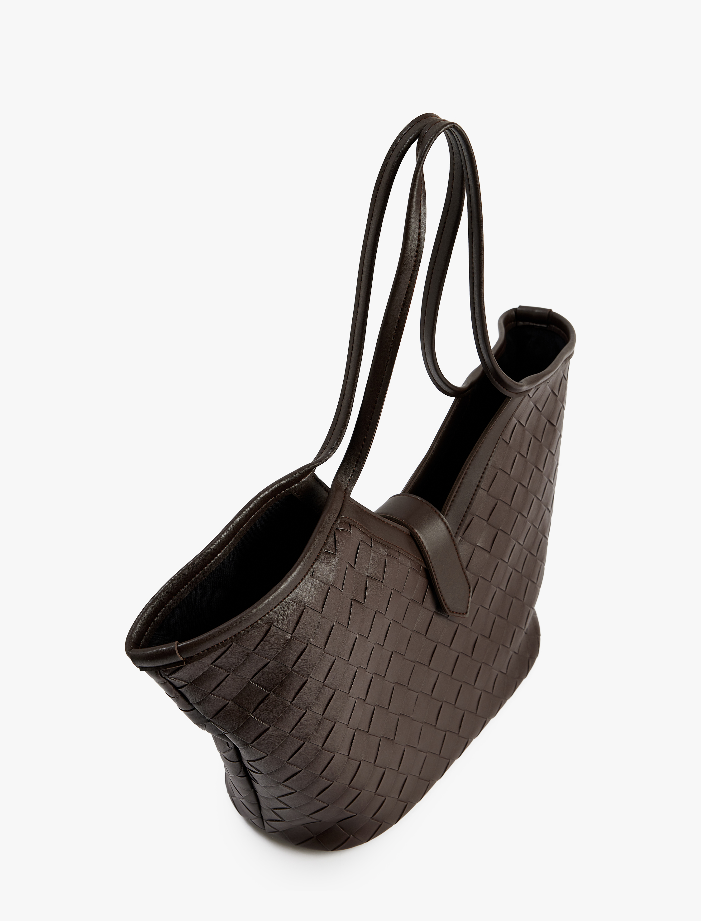  Kadın Örgü Görünümlü Saplı Suni Deri Tote Çanta