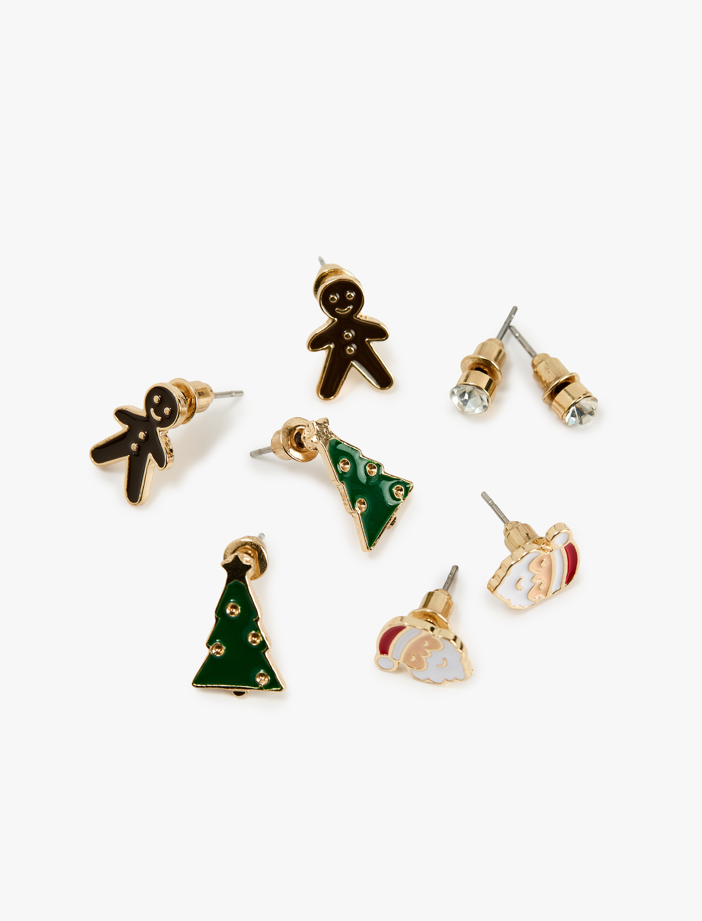  Kadın Yılbaşı Temalı Çok Renkli 4'lü Küpe Seti