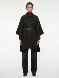 Pelerin Kaban Kemerli Oversize Kaşe