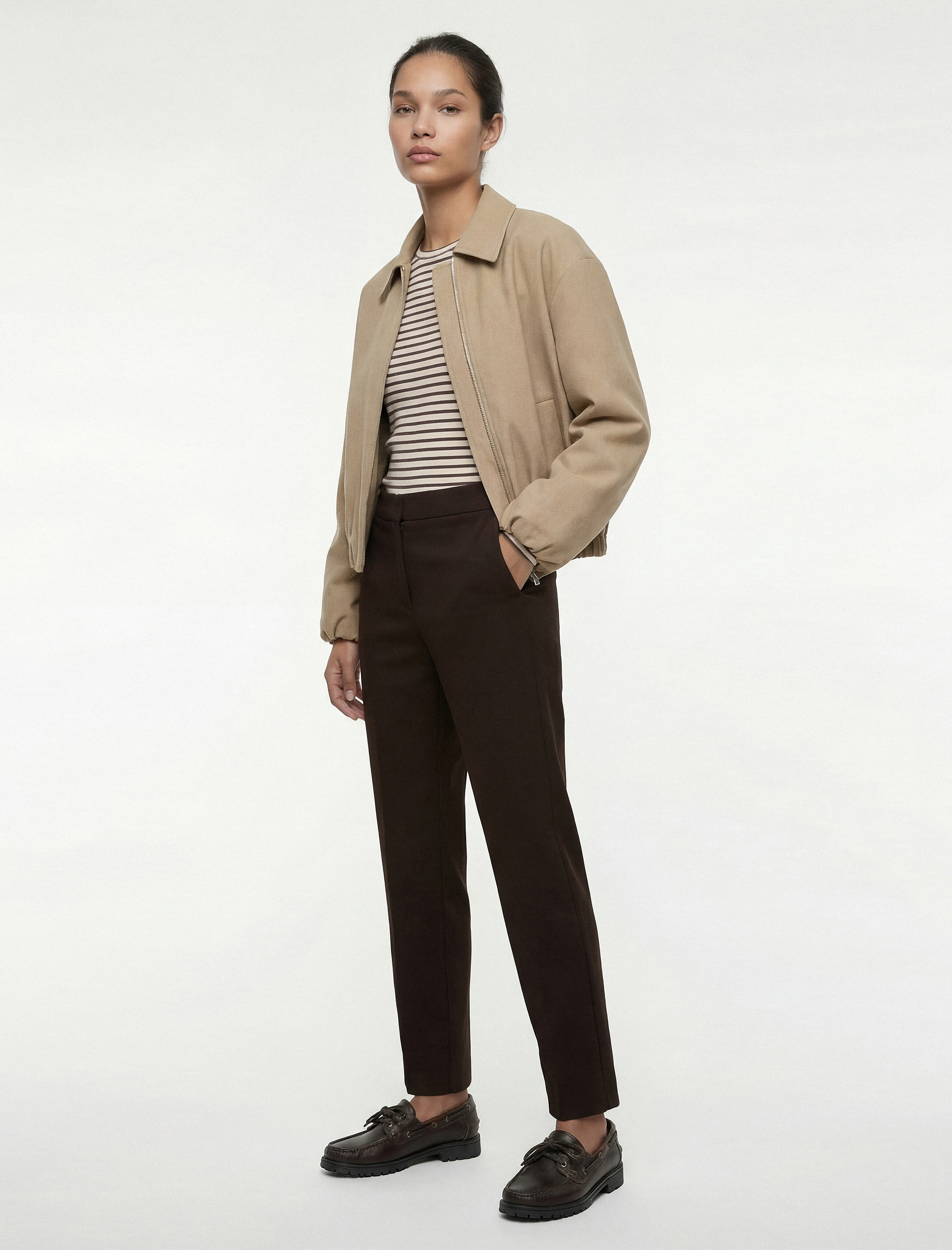   Slim Fit Cepli Yüksek Bel Cigarette Pantolon