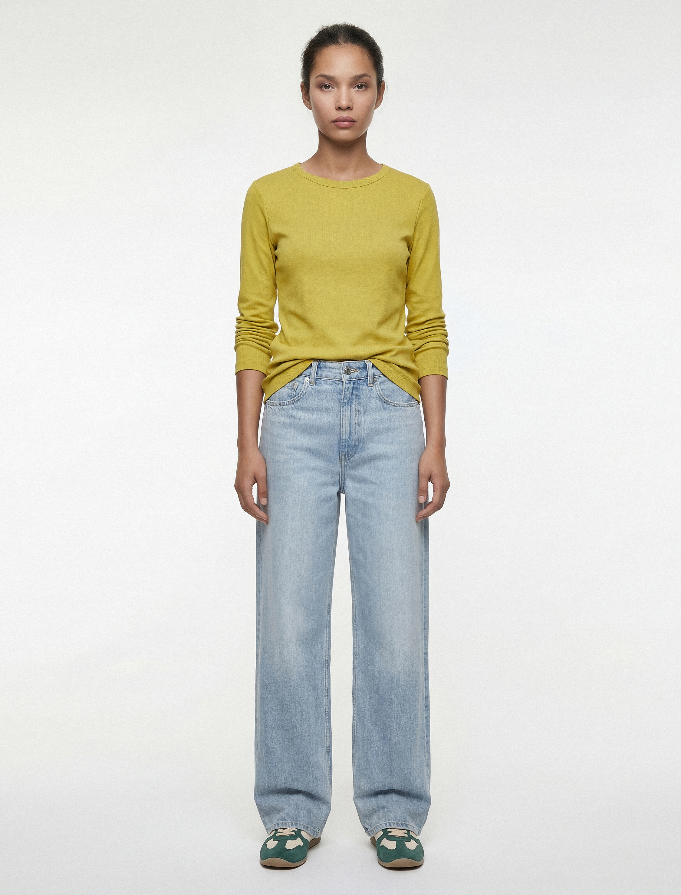   Pamuklu Uzun Kollu Bisiklet Yaka Basic Tişört