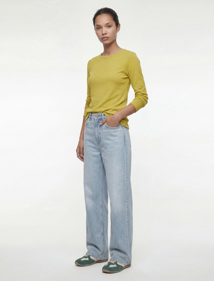  Pamuklu Uzun Kollu Bisiklet Yaka Basic Tişört