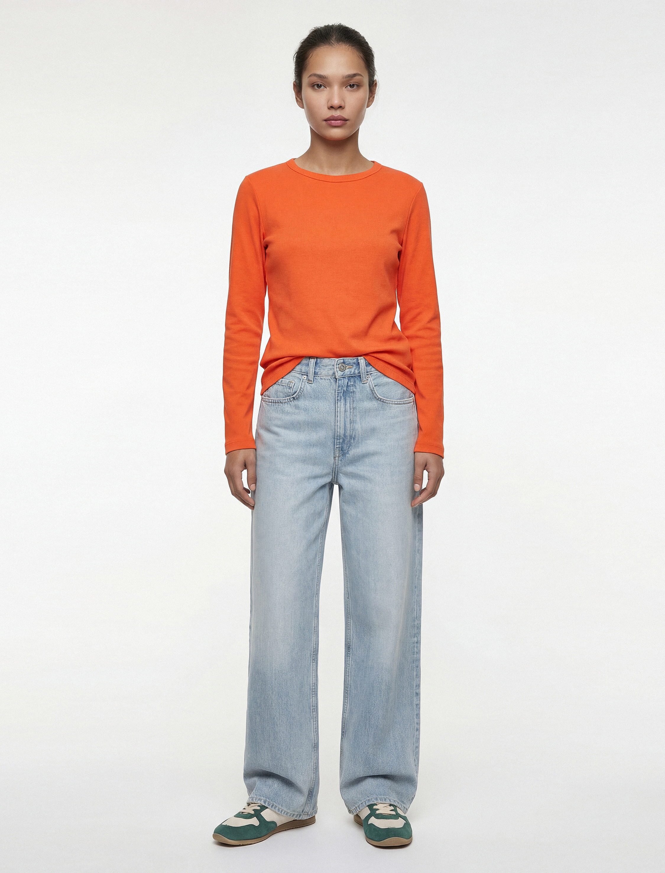   Pamuklu Uzun Kollu Bisiklet Yaka Basic Tişört