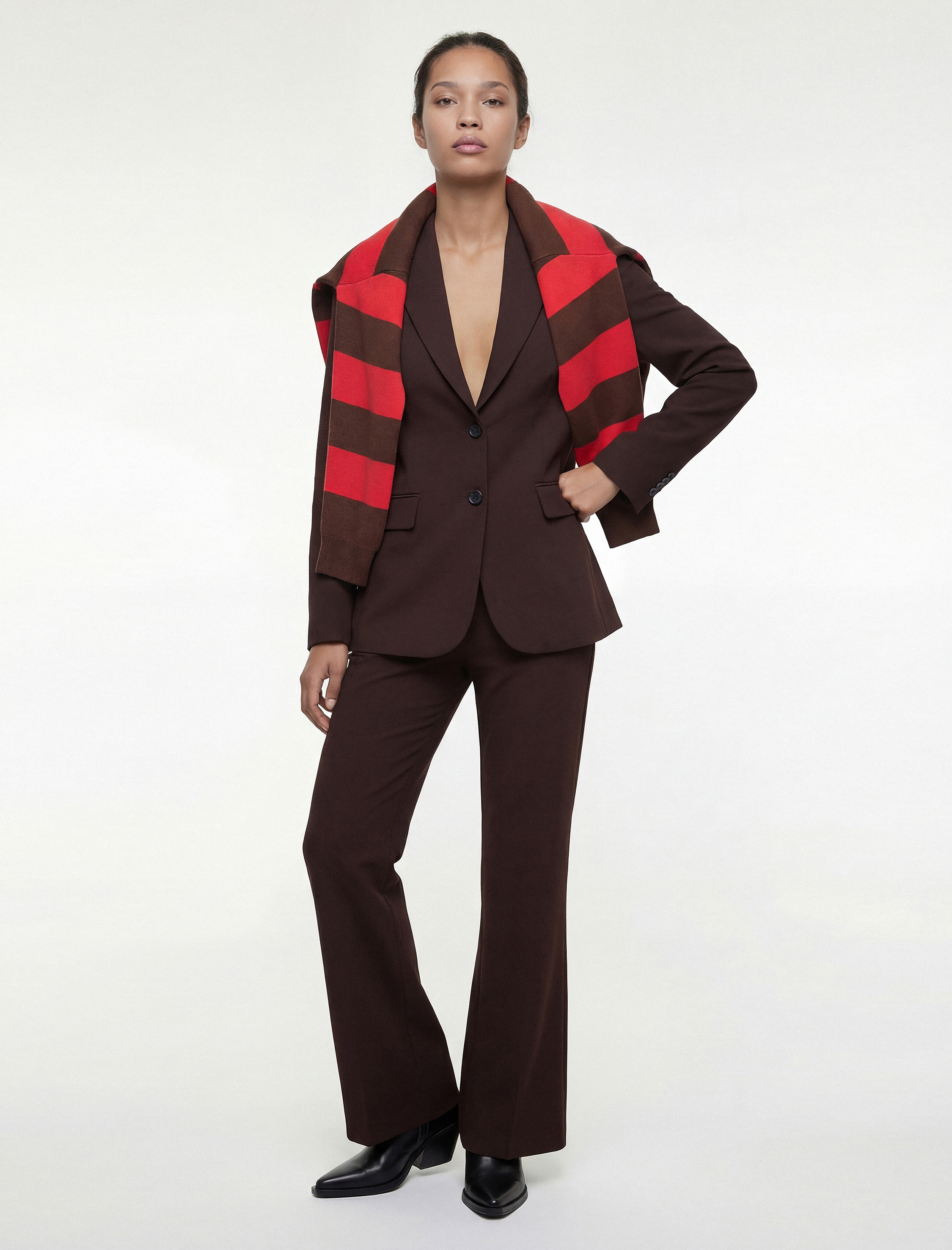   Yüksek Bel Viskon Karışımlı İspanyol Paça Kumaş Pantolon