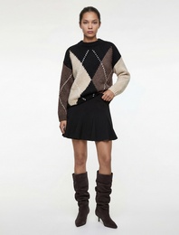 Krep Kumaş Pileli Şortlu Mini Etek