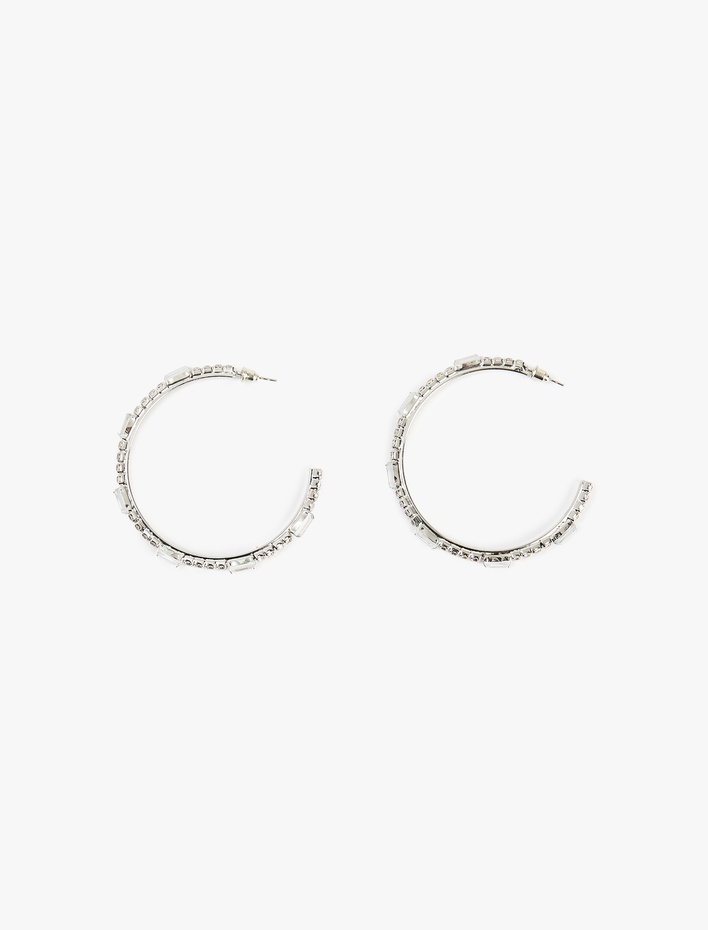 Kadın Taşlı Büyük Halka Küpe