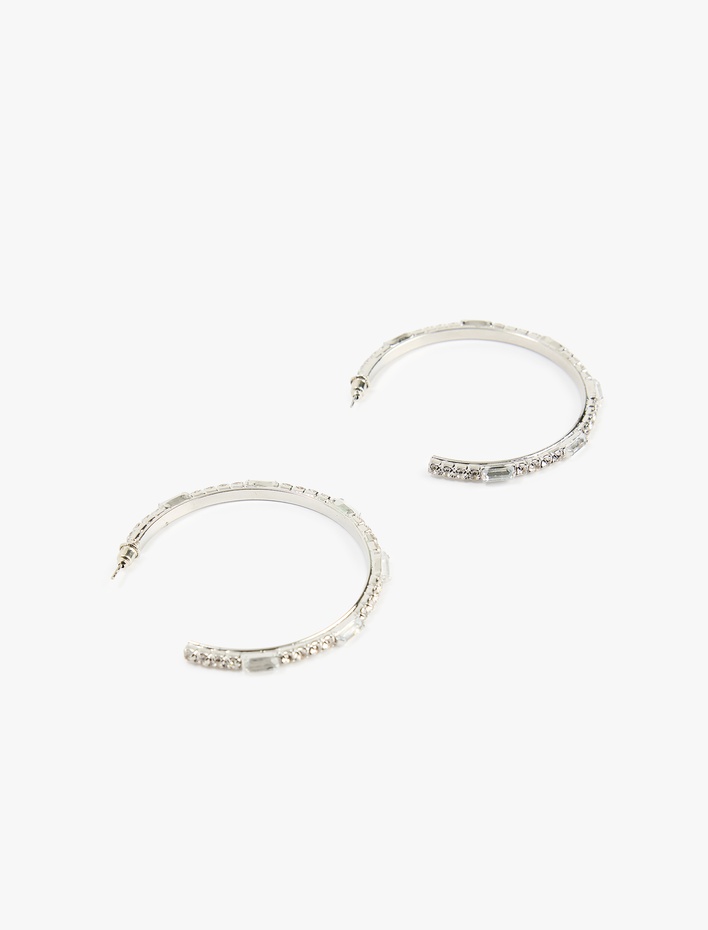 Kadın Taşlı Büyük Halka Küpe