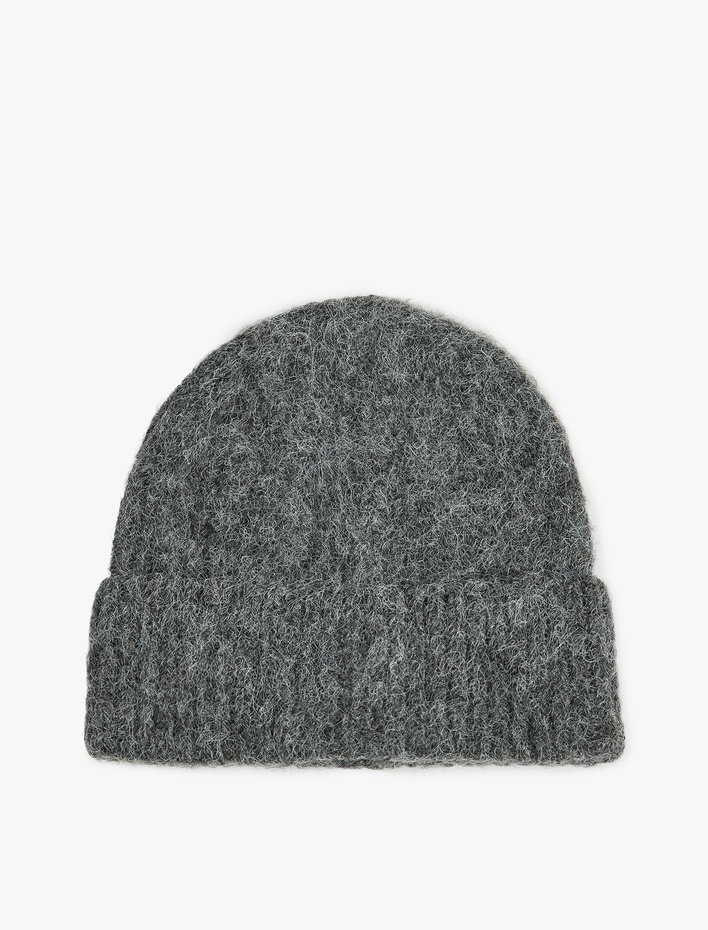 Kadın Yün Karışımlı Katlı Örgü Bere