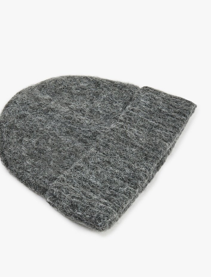 Kadın Yün Karışımlı Katlı Örgü Bere