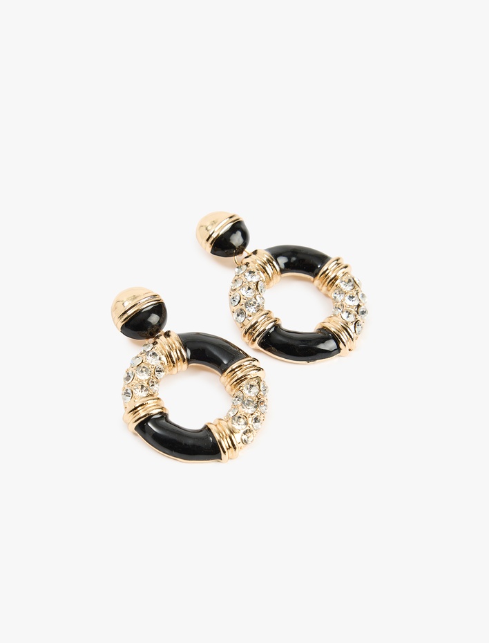 Kadın Taş Detaylı Sallantılı Geometrik Küpe - Koton X Melis Ağazat