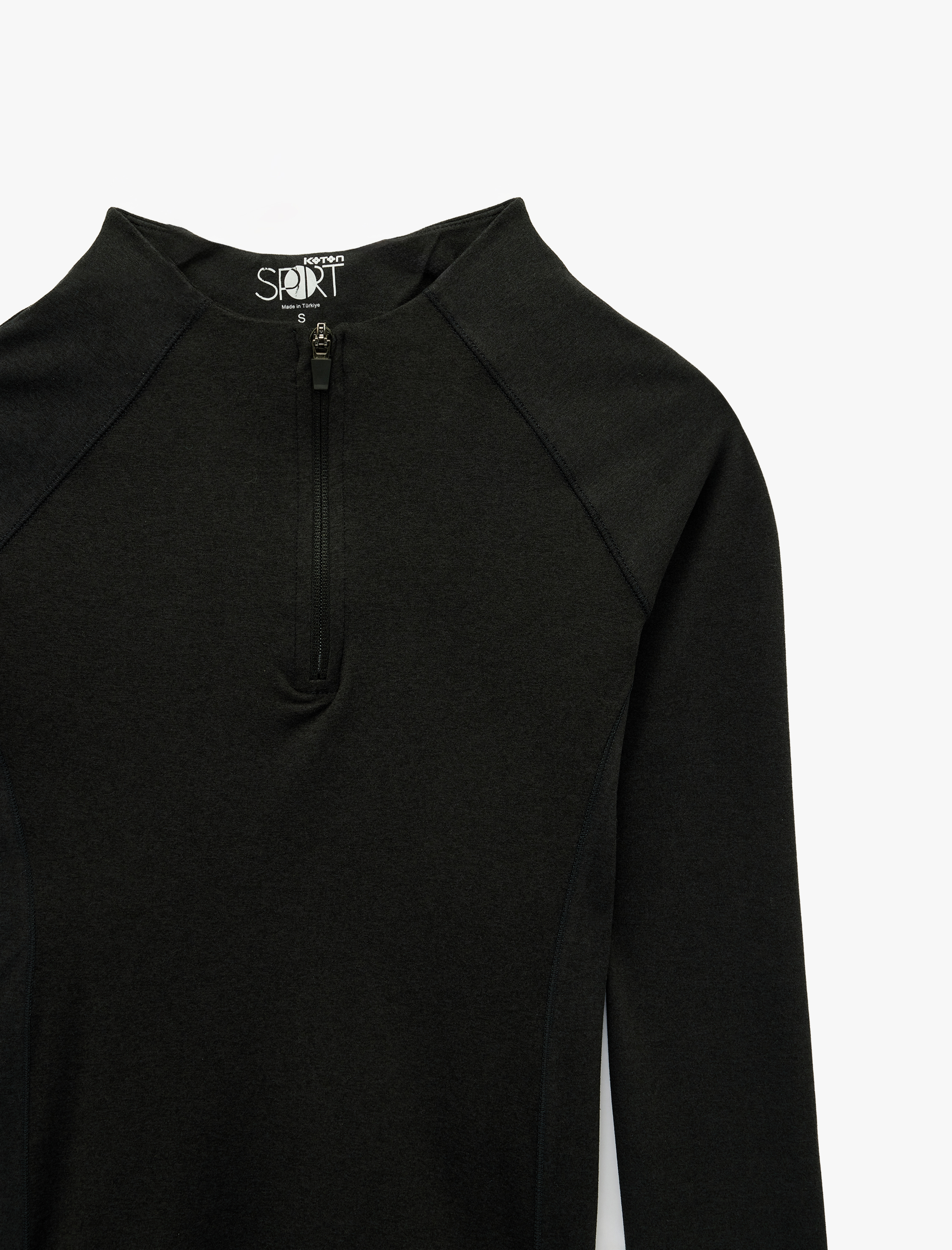   Dik Yaka Yarım Fermuarlı Slim Fit İnterlok Spor Sweatshirt