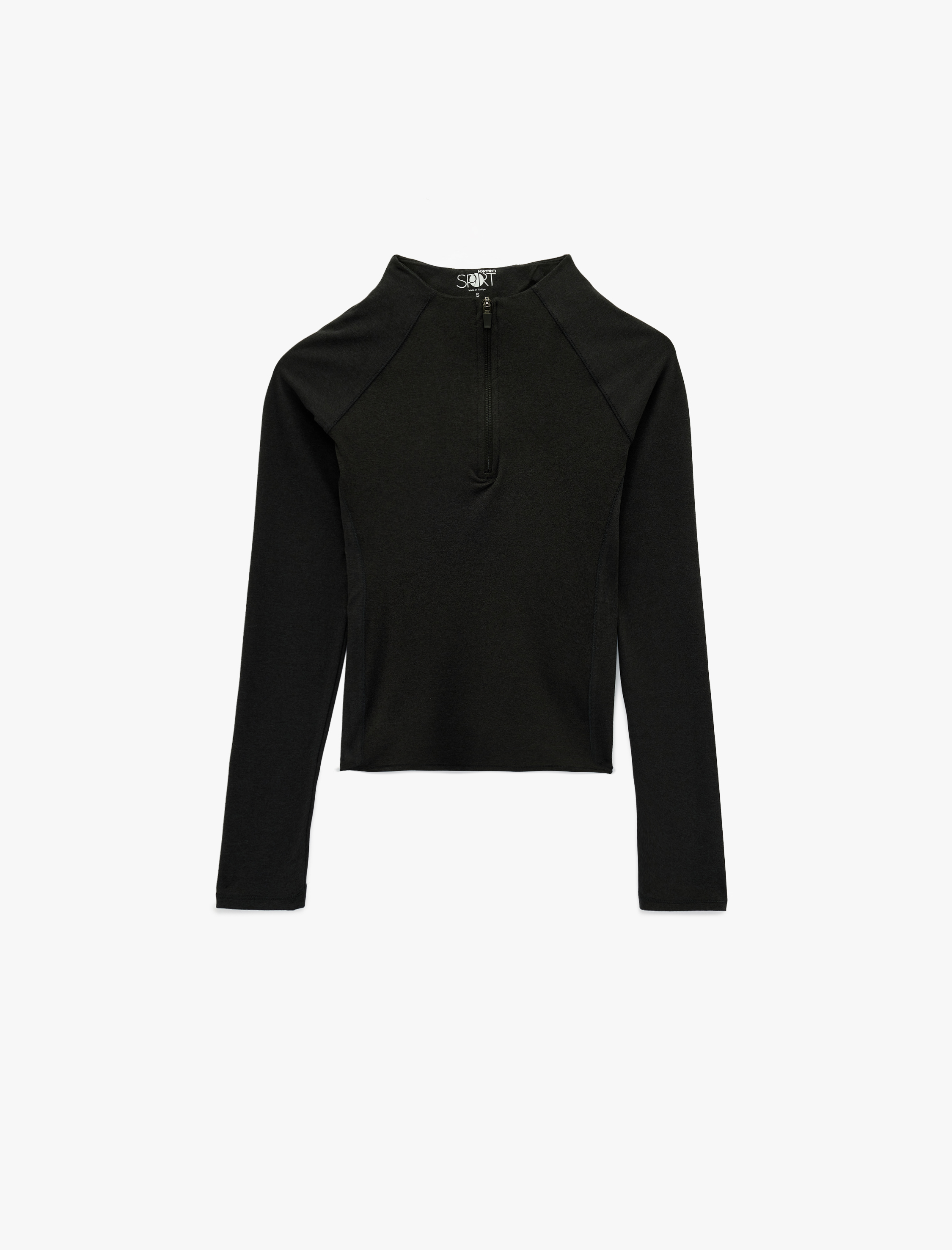   Dik Yaka Yarım Fermuarlı Slim Fit İnterlok Spor Sweatshirt