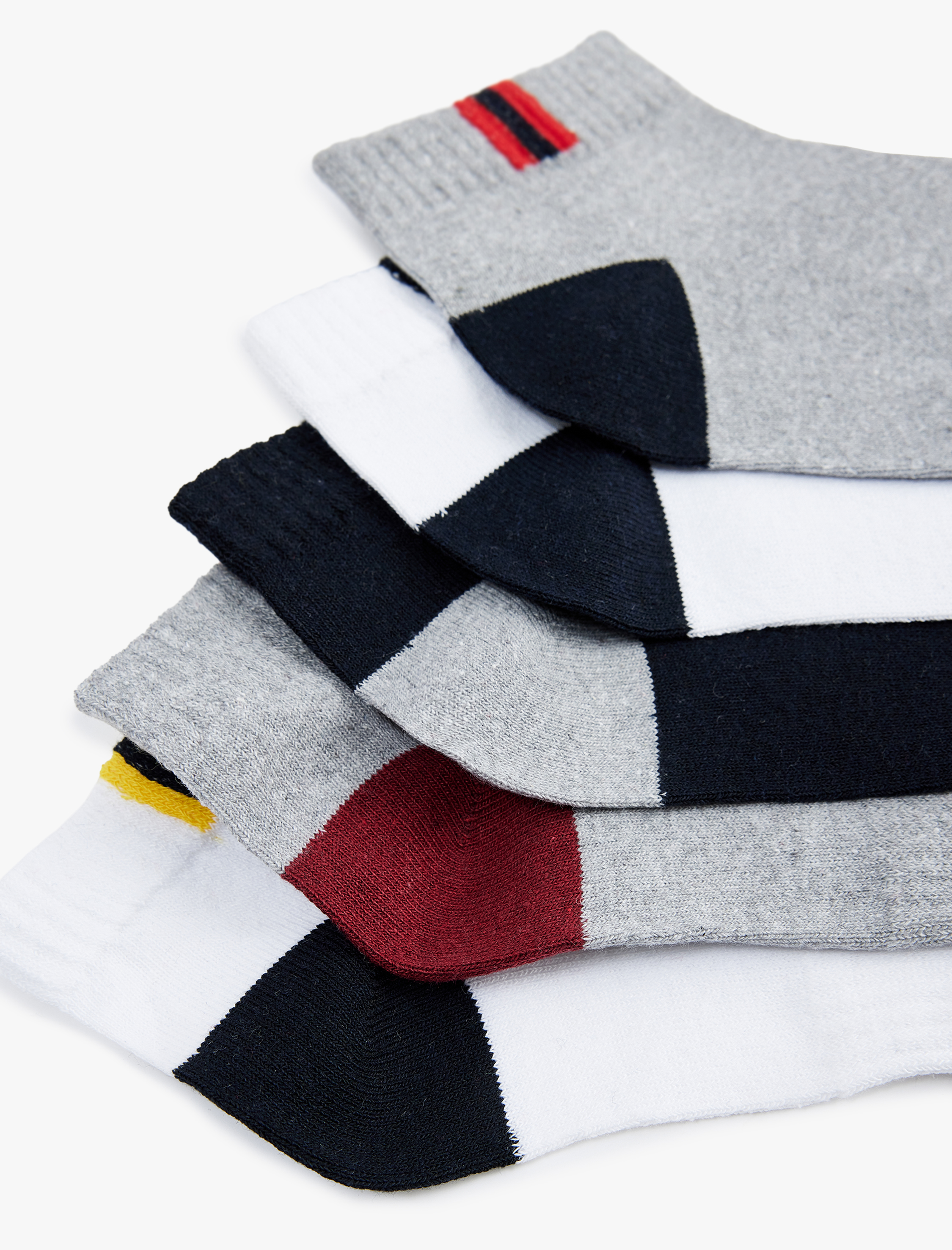  Erkek Renk Kontrastlı 5'li Patik Çorap Seti