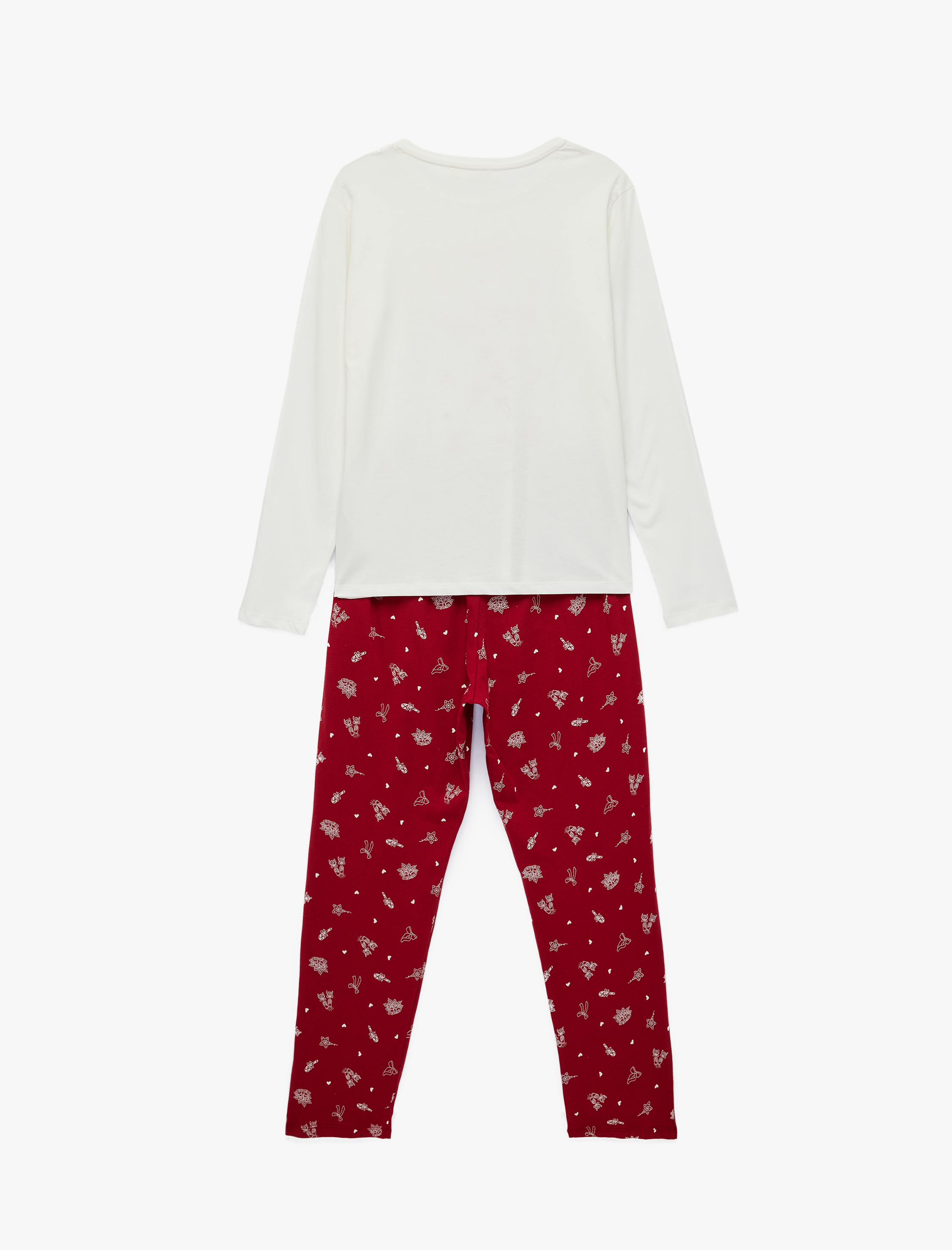   Rahat Kalıp Uzun Kollu Bisiklet Yaka Yılbaşı Temalı Pijama Takımı