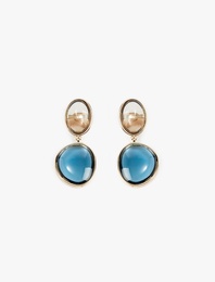 Çok Renkli Taşlı Sallantılı Oval Küpe