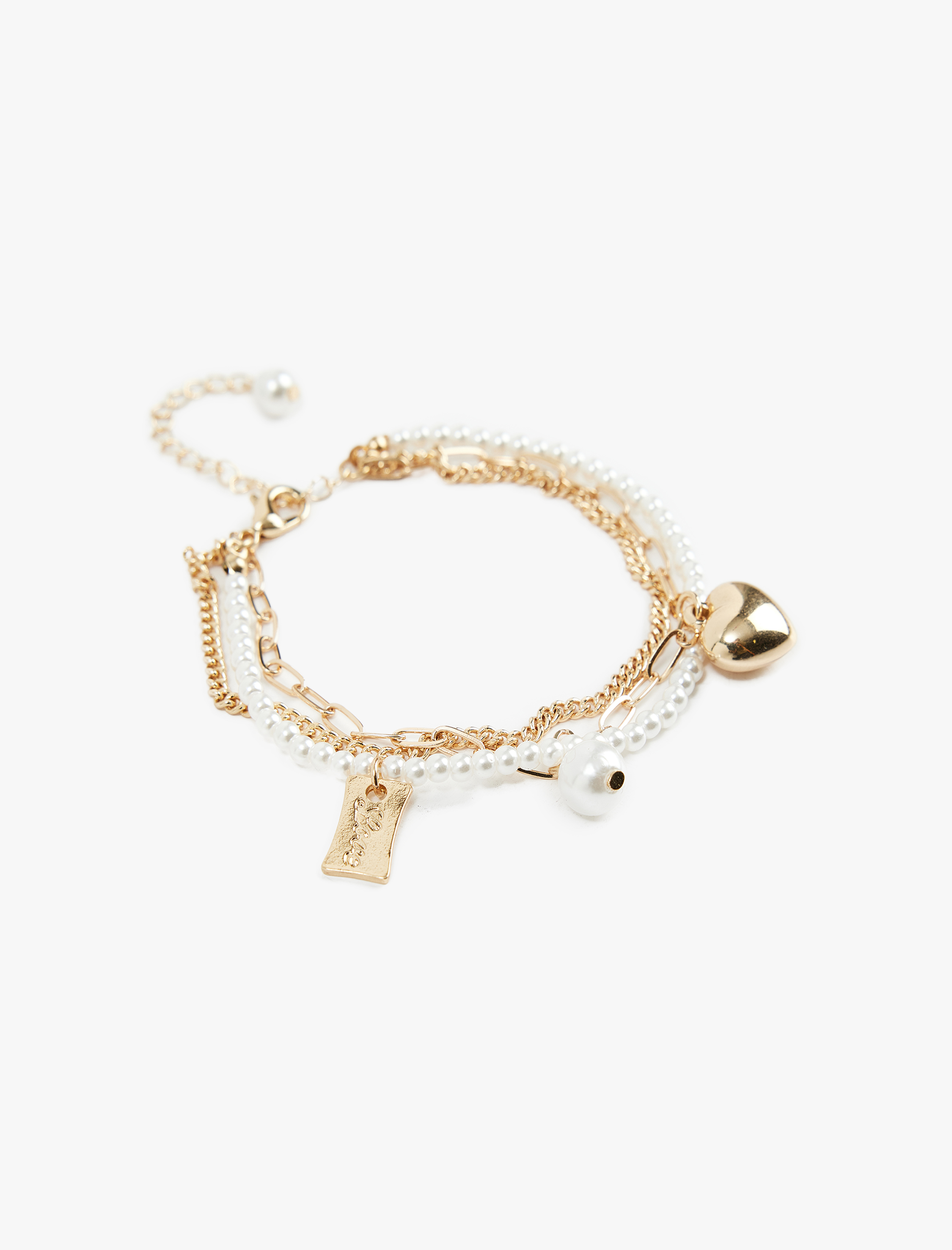  Kadın Kalp Detaylı 3 Sıralı Bileklik