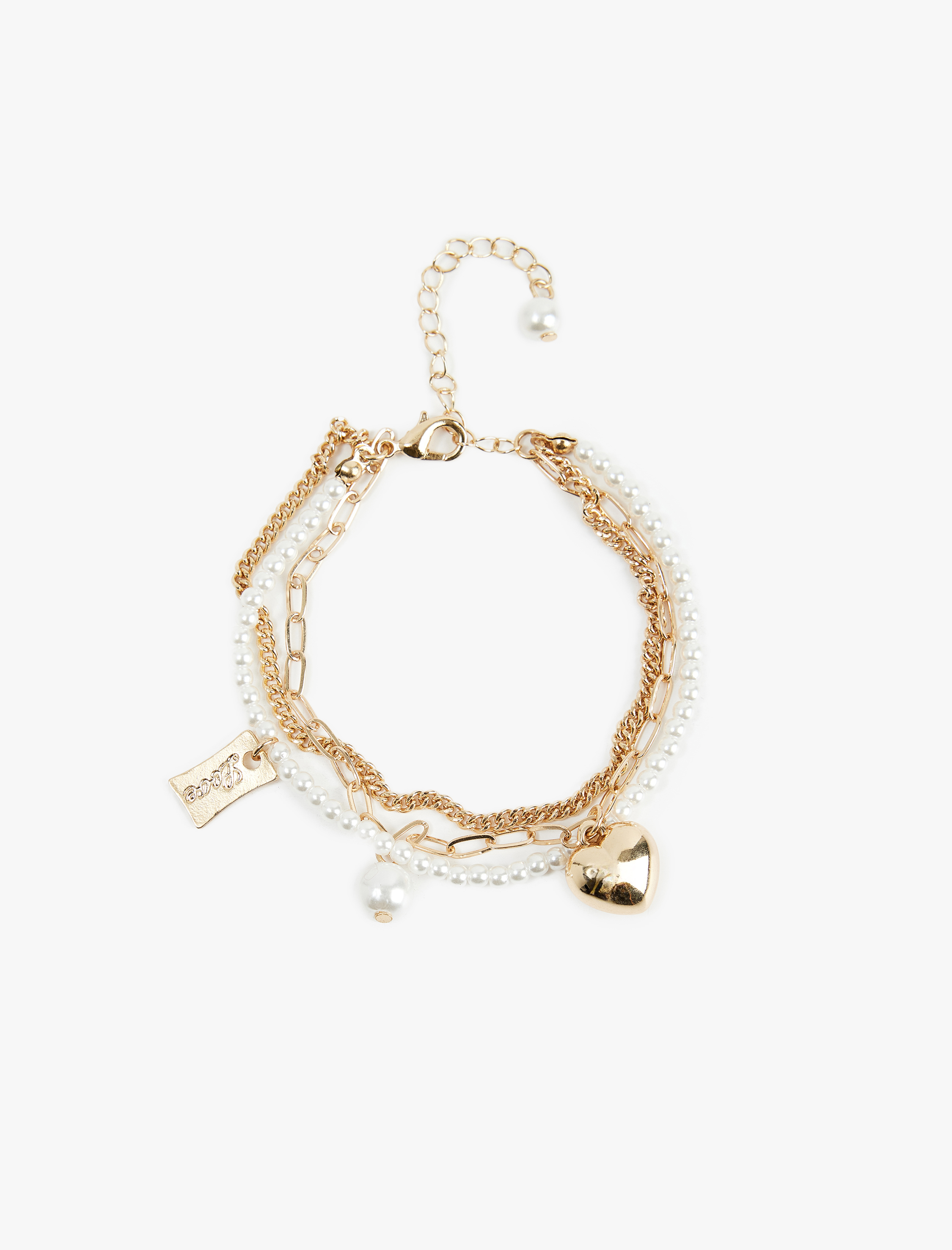  Kadın Kalp Detaylı 3 Sıralı Bileklik