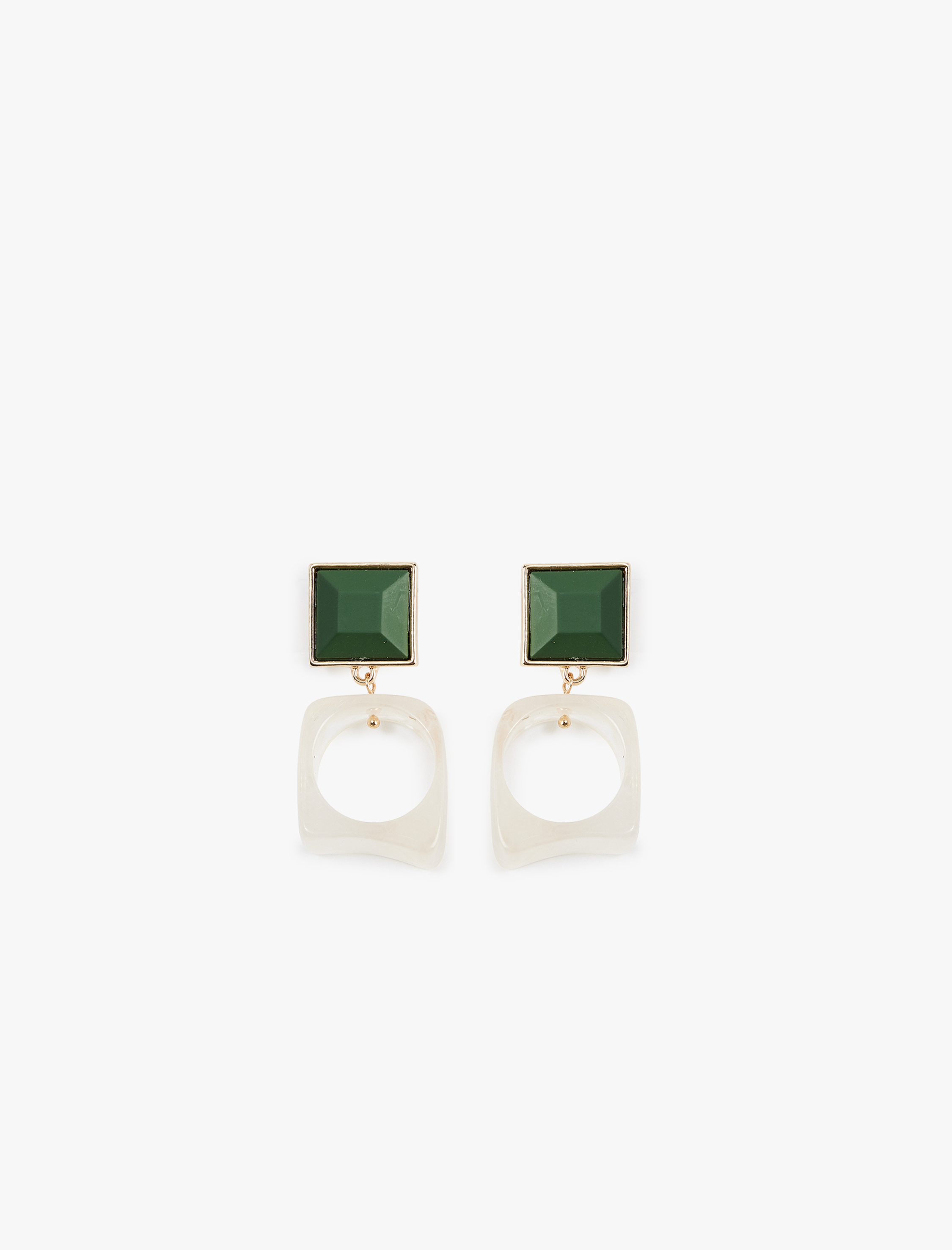  Kadın Taş Detaylı Sallantılı Geometrik Küpe