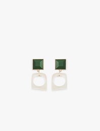 Taş Detaylı Sallantılı Geometrik Küpe