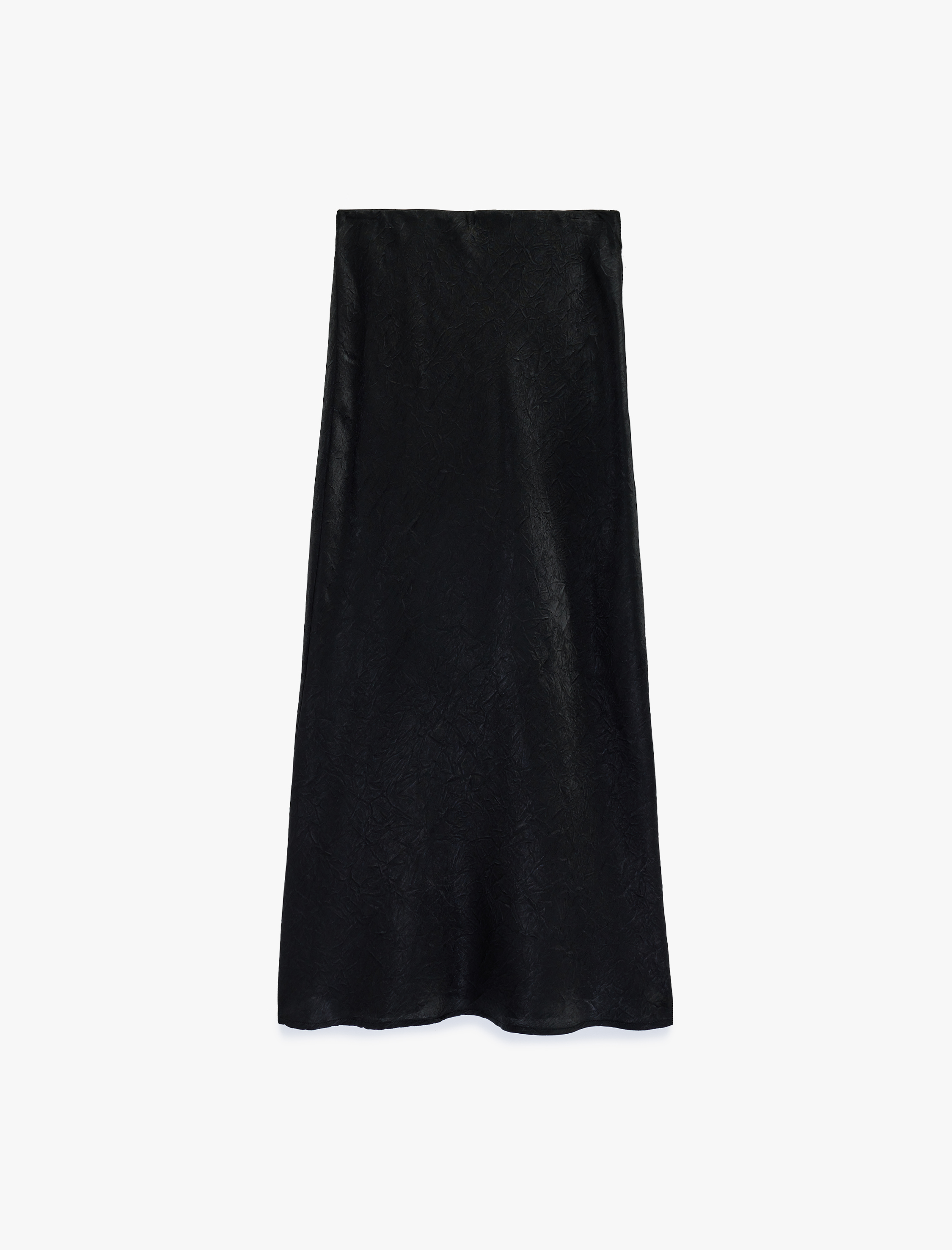   Slim Fit Midi Boy Balık Kesim Dokulu Saten Etek