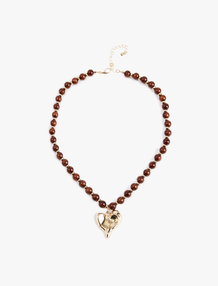 Kadın Kalp Uçlu Boncuklu Kolye