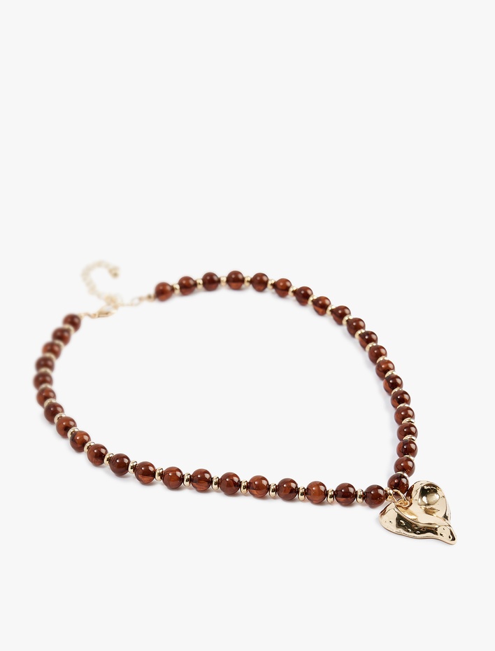 Kadın Kalp Uçlu Boncuklu Kolye
