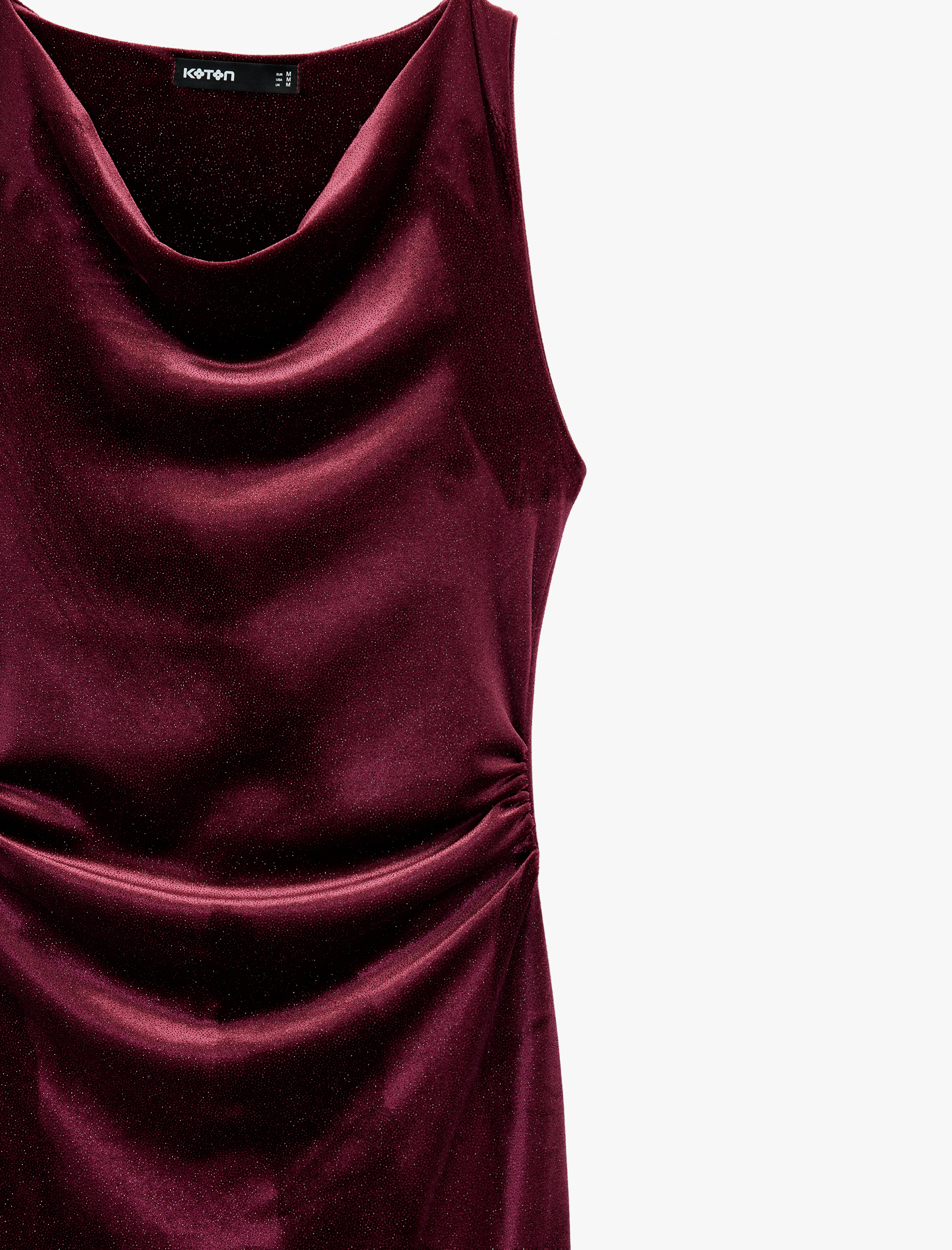   Kolsuz Yuvarlak Yaka Simli Uzun Kadife Elbise