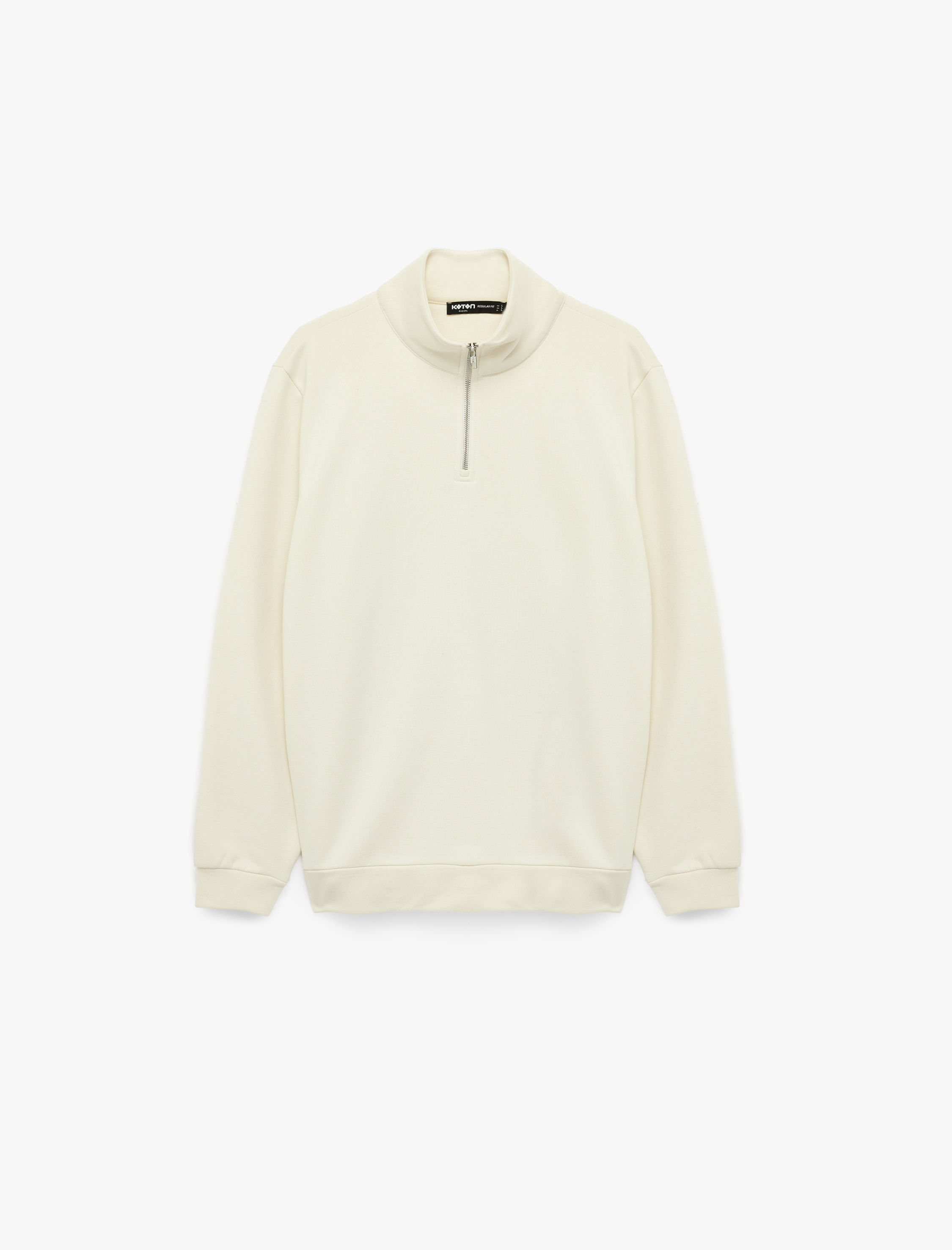   Regular Fit Uzun Kollu Basic Yarım Fermuarlı Sweatshirt