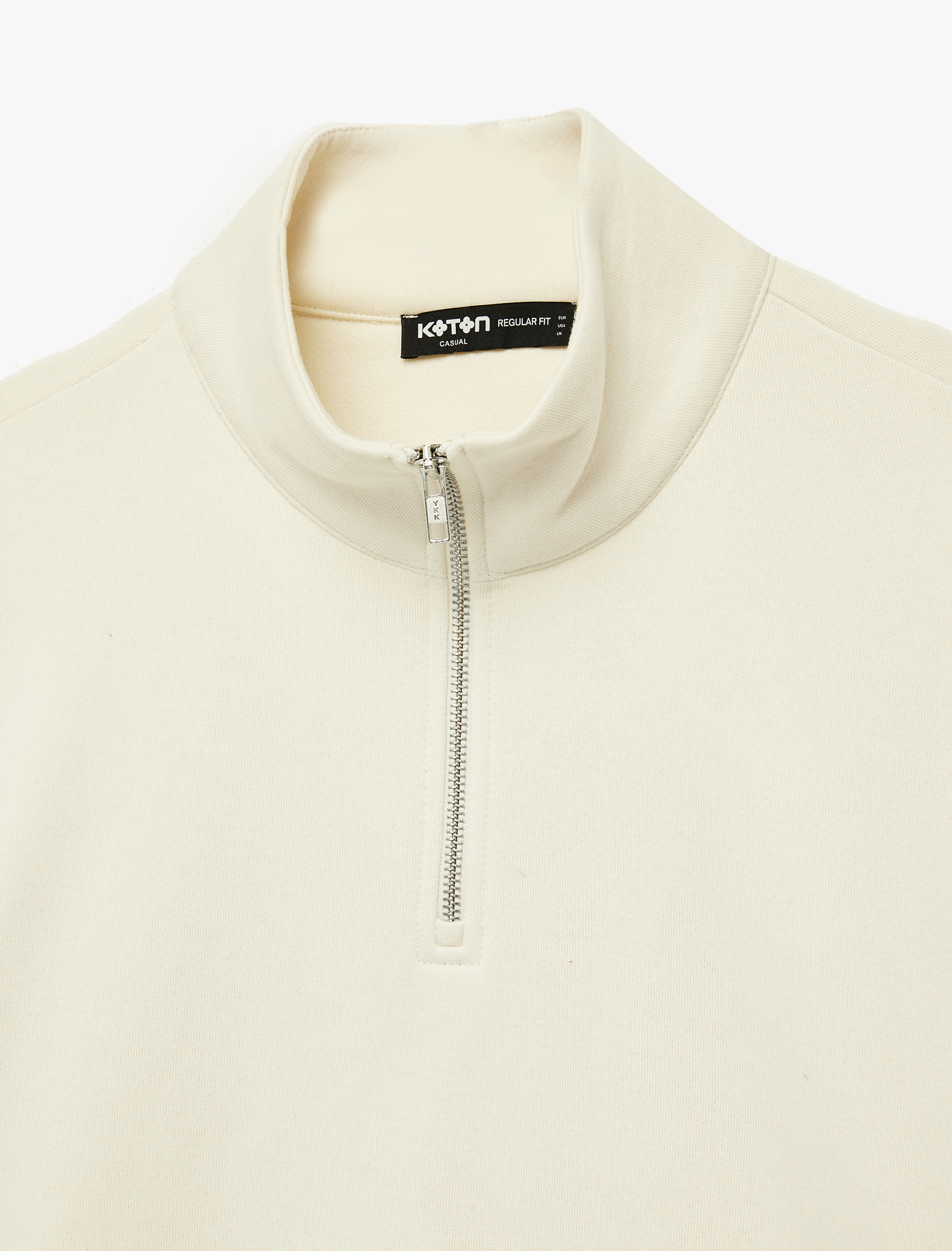   Regular Fit Uzun Kollu Basic Yarım Fermuarlı Sweatshirt