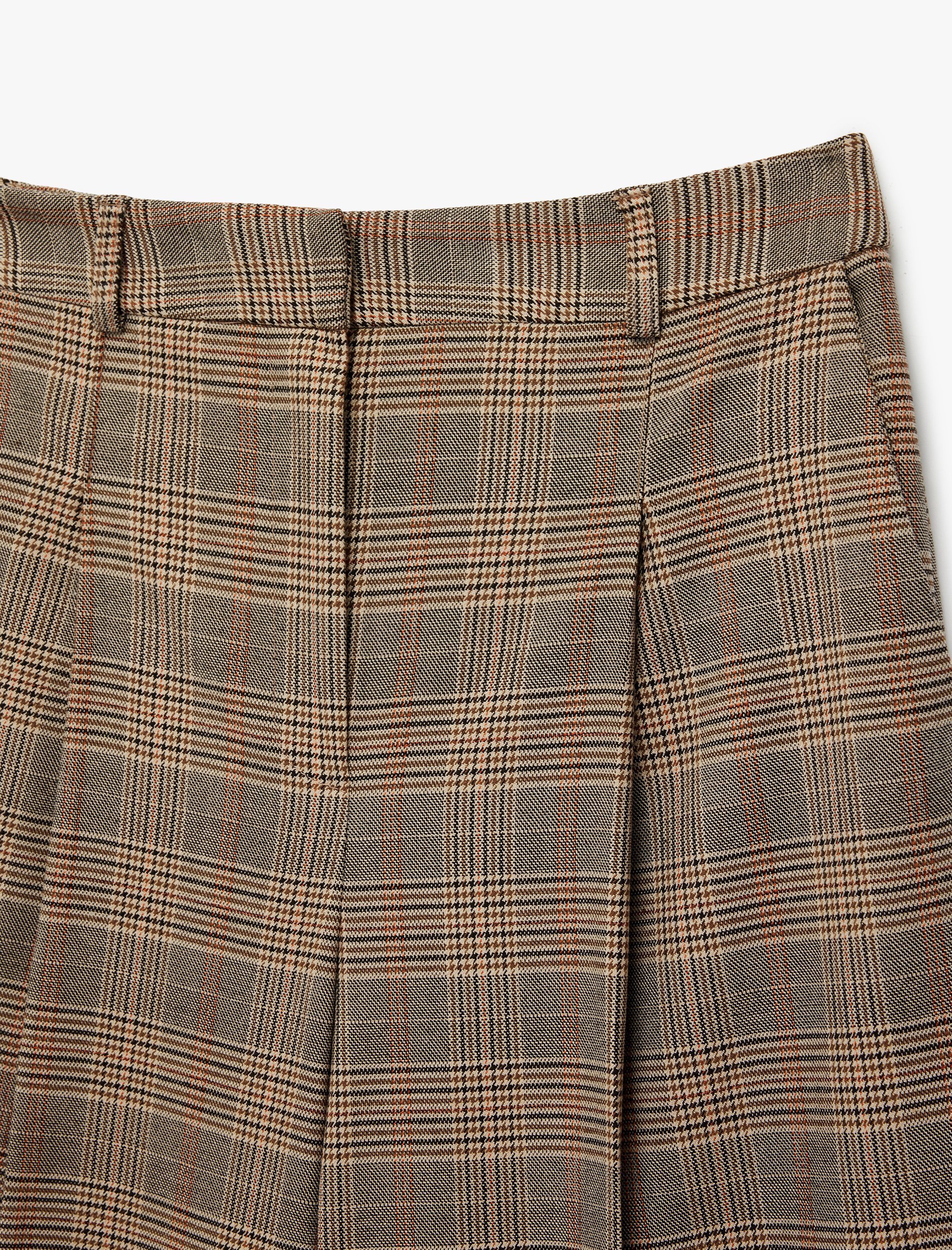   Cep Detaylı Yüksek Bel Ekoseli Palazzo Pantolon