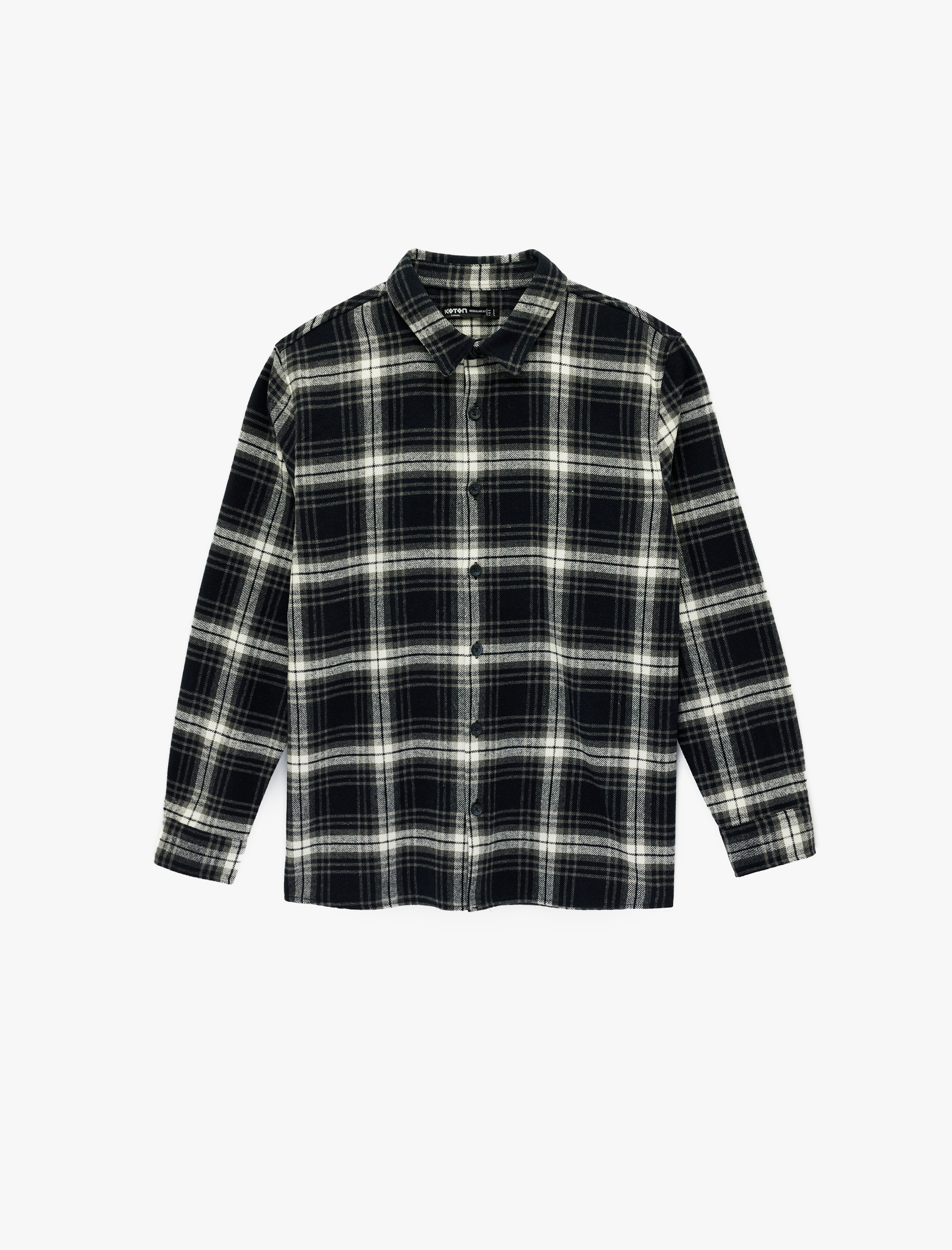   Uzun Kollu Düğmeli Regular Fit Klasik Yaka Oduncu Gömleği