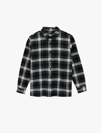 Uzun Kollu Düğmeli Regular Fit Klasik Yaka Oduncu Gömleği