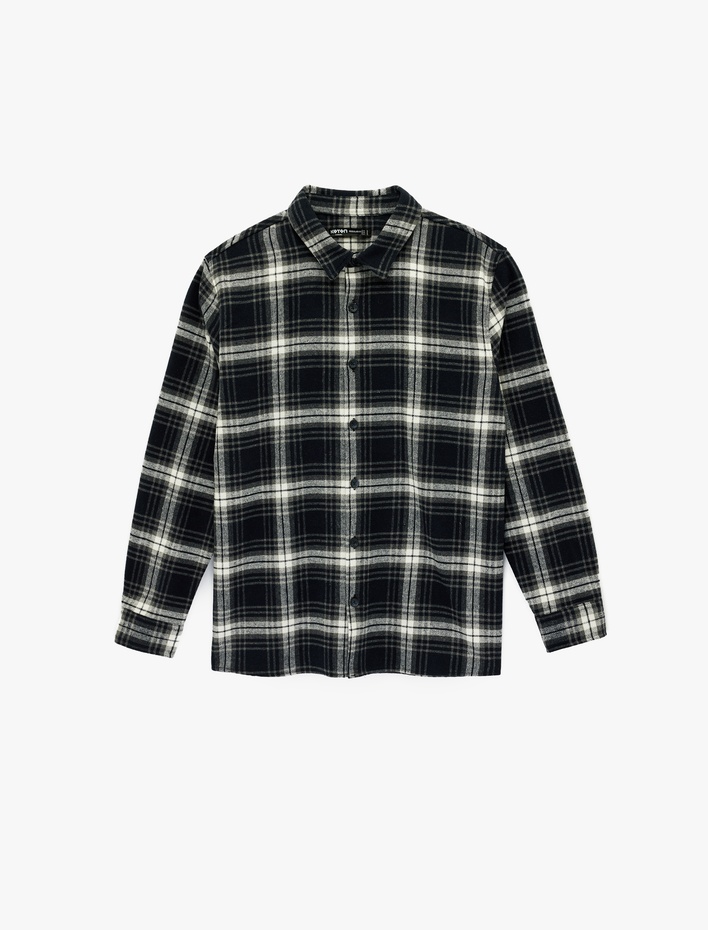  Uzun Kollu Düğmeli Regular Fit Klasik Yaka Oduncu Gömleği