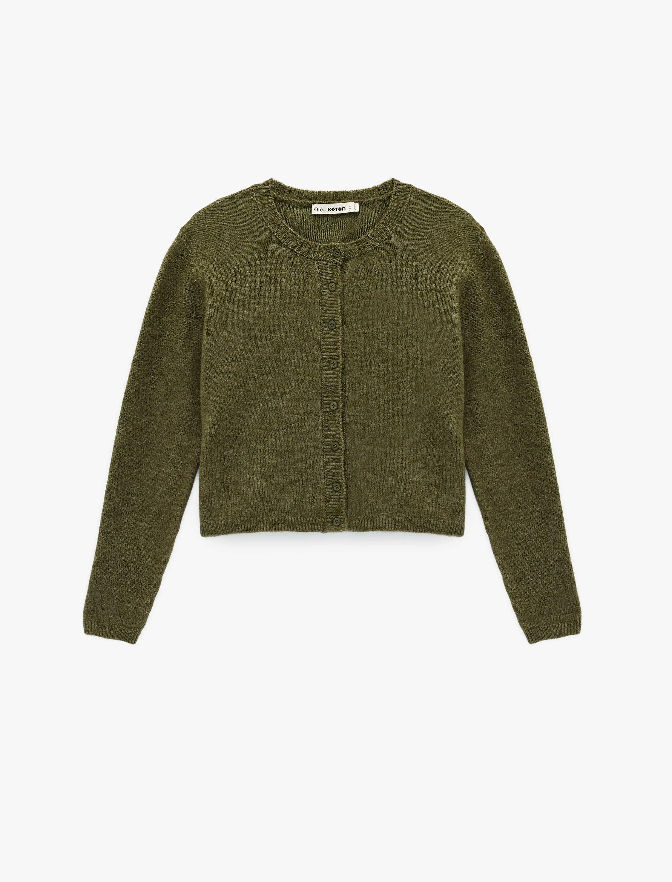   Bisiklet Yaka Düğme Detaylı Basic Triko Hırka