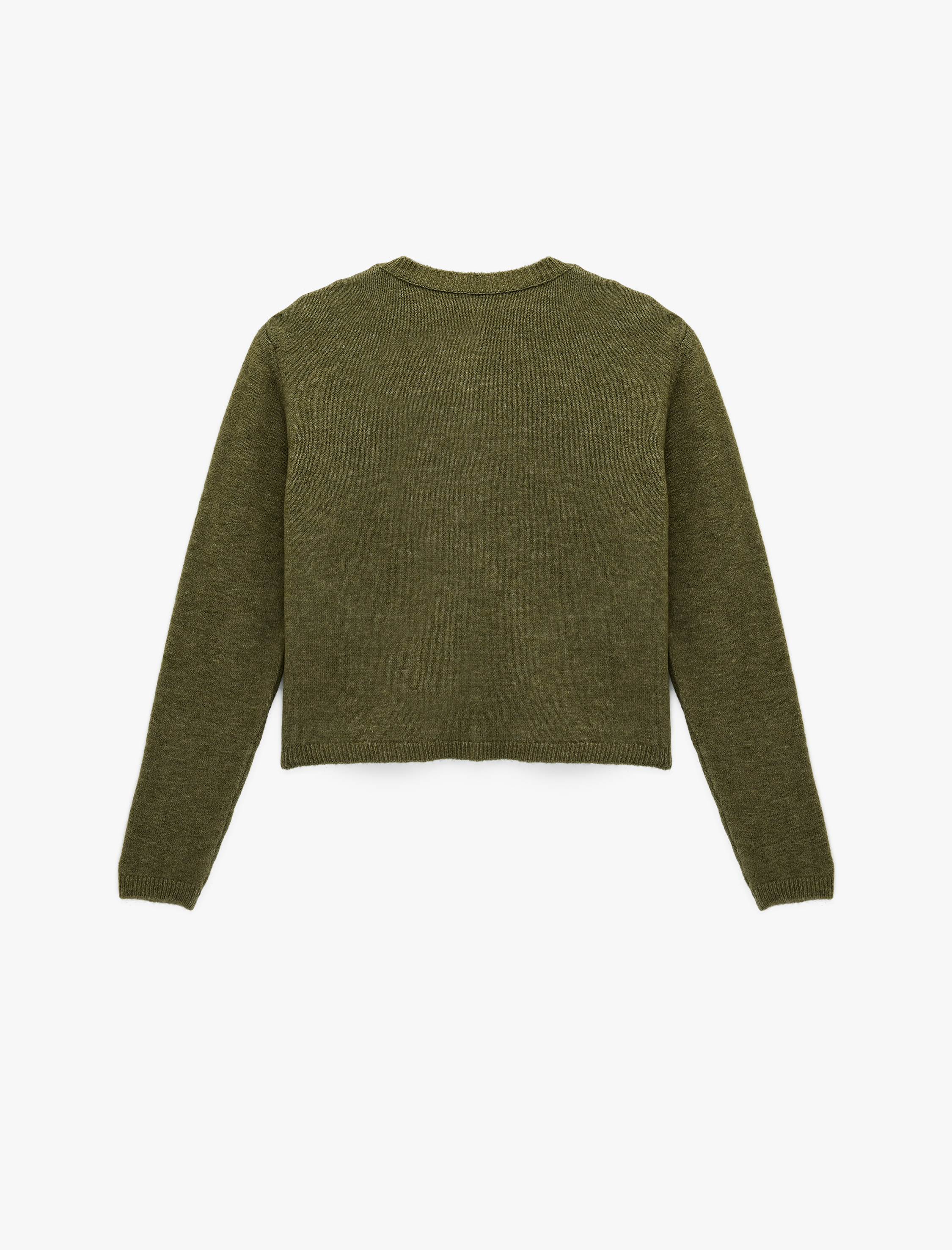   Bisiklet Yaka Düğme Detaylı Basic Triko Hırka