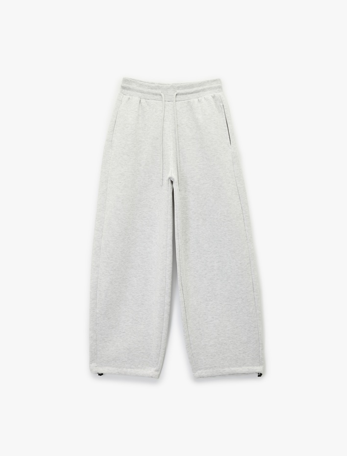  Bol Paça Beli Bağcıklı Cep Detaylı Eşofman Altı