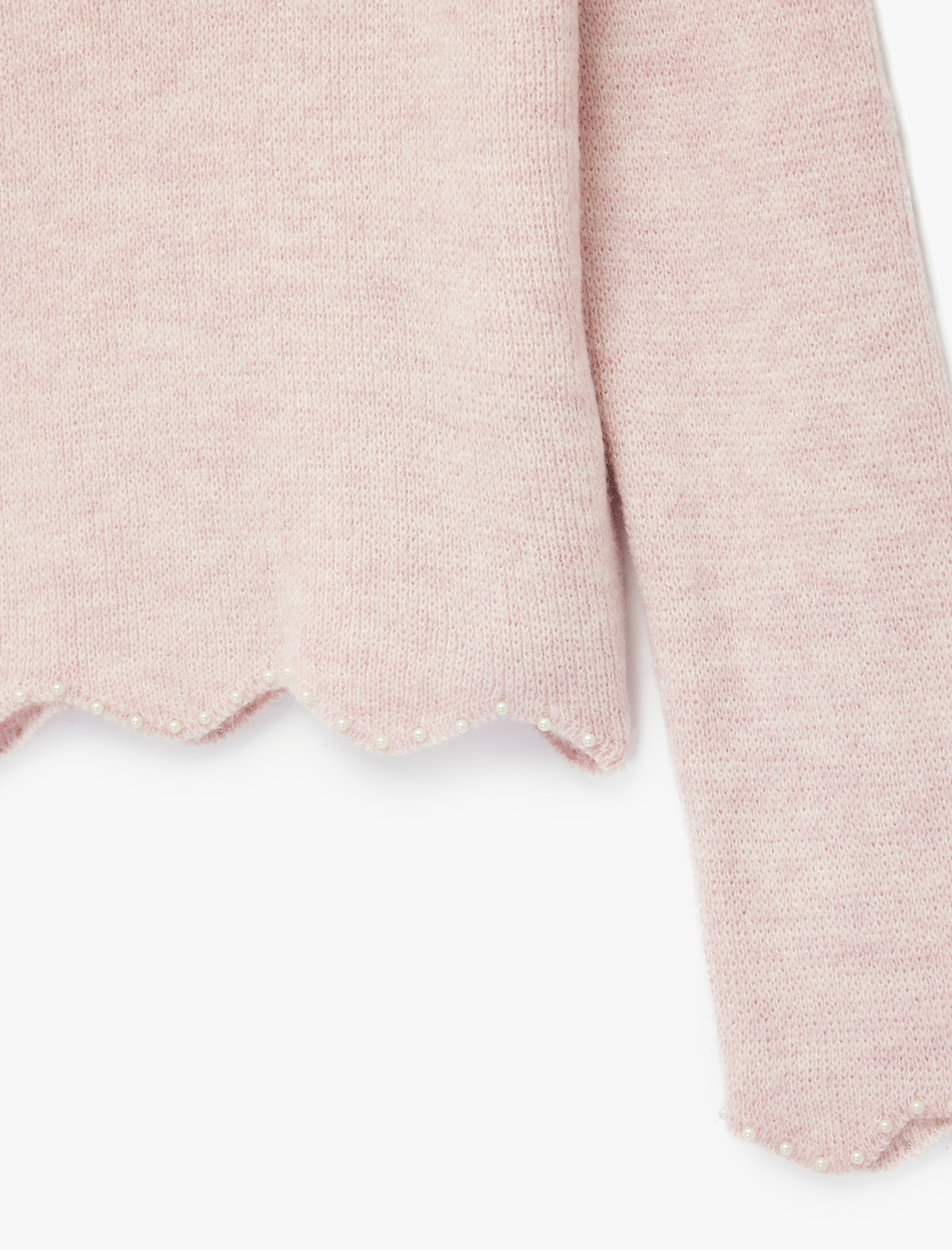   Bisiklet Yaka İnci Detaylı Zikzak Kesim Uzun Kollu Triko Kazak