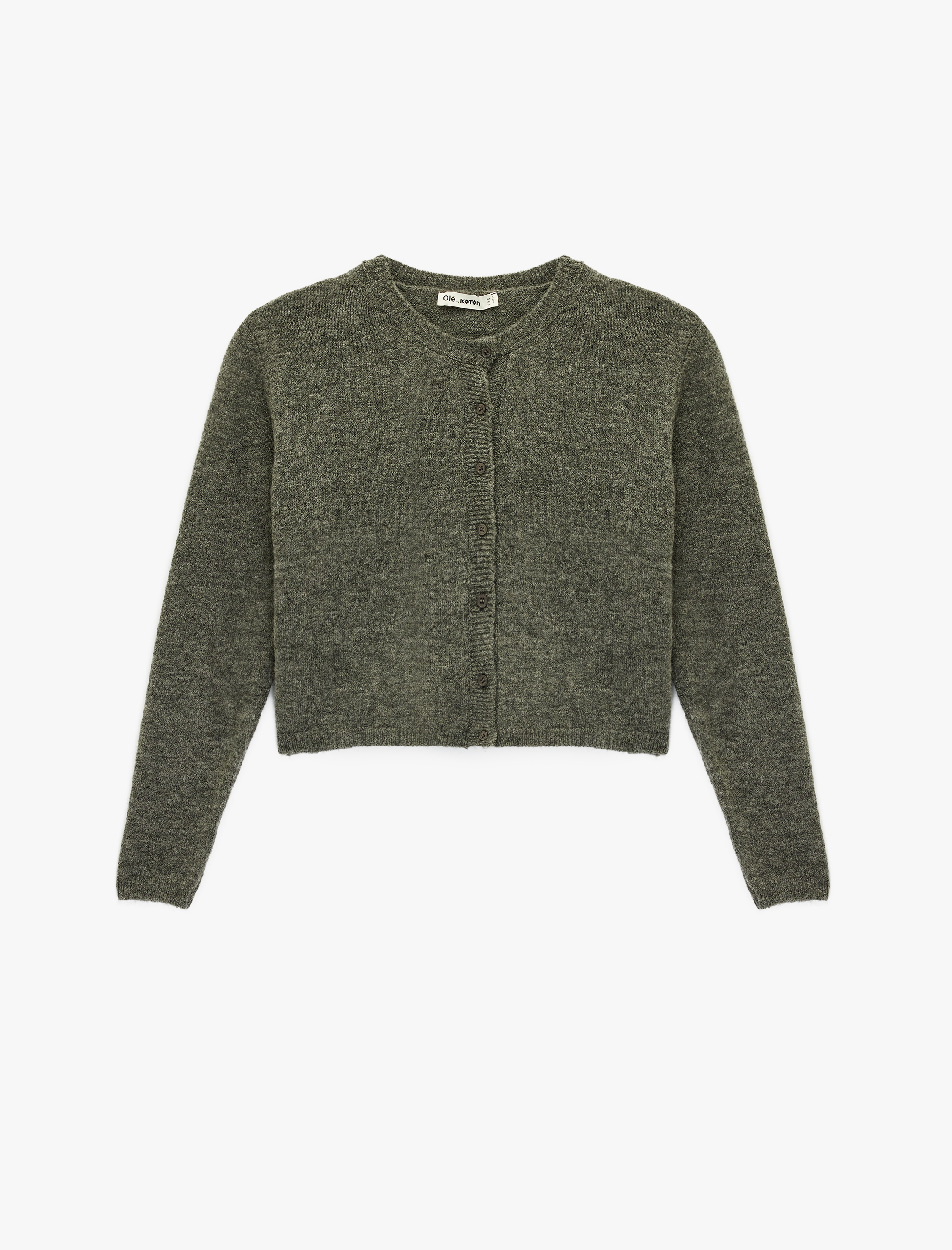   Bisiklet Yaka Düğme Detaylı Basic Triko Hırka