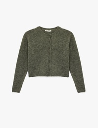 Bisiklet Yaka Düğme Detaylı Basic Triko Hırka