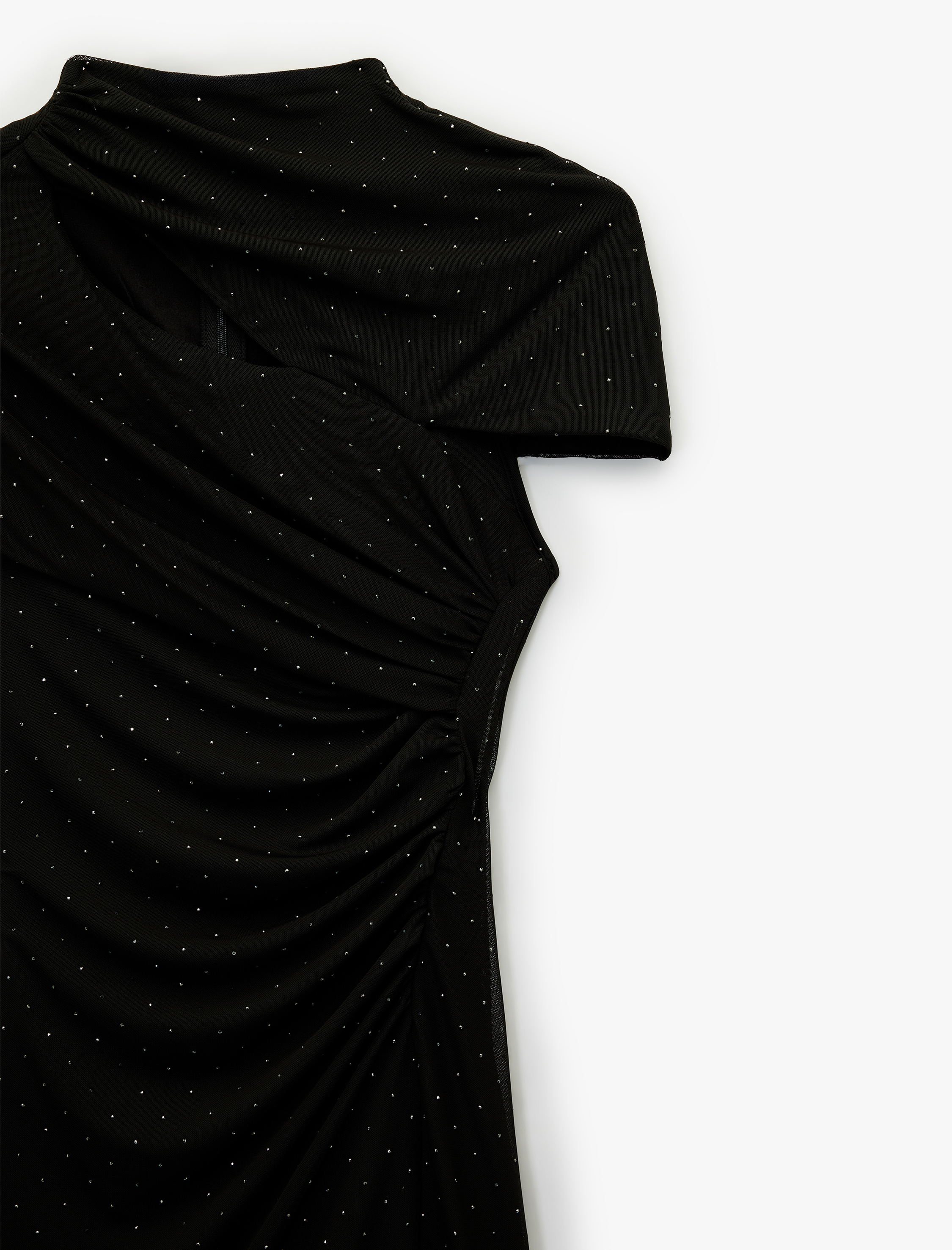   Koton X Sibil Çetinkaya - Kolsuz Dik Yaka Mini Bodycon Taşlı Abiye Elbise