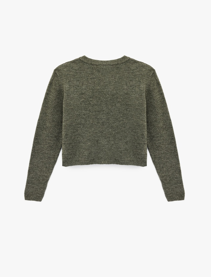  Bisiklet Yaka Düğme Detaylı Basic Triko Hırka