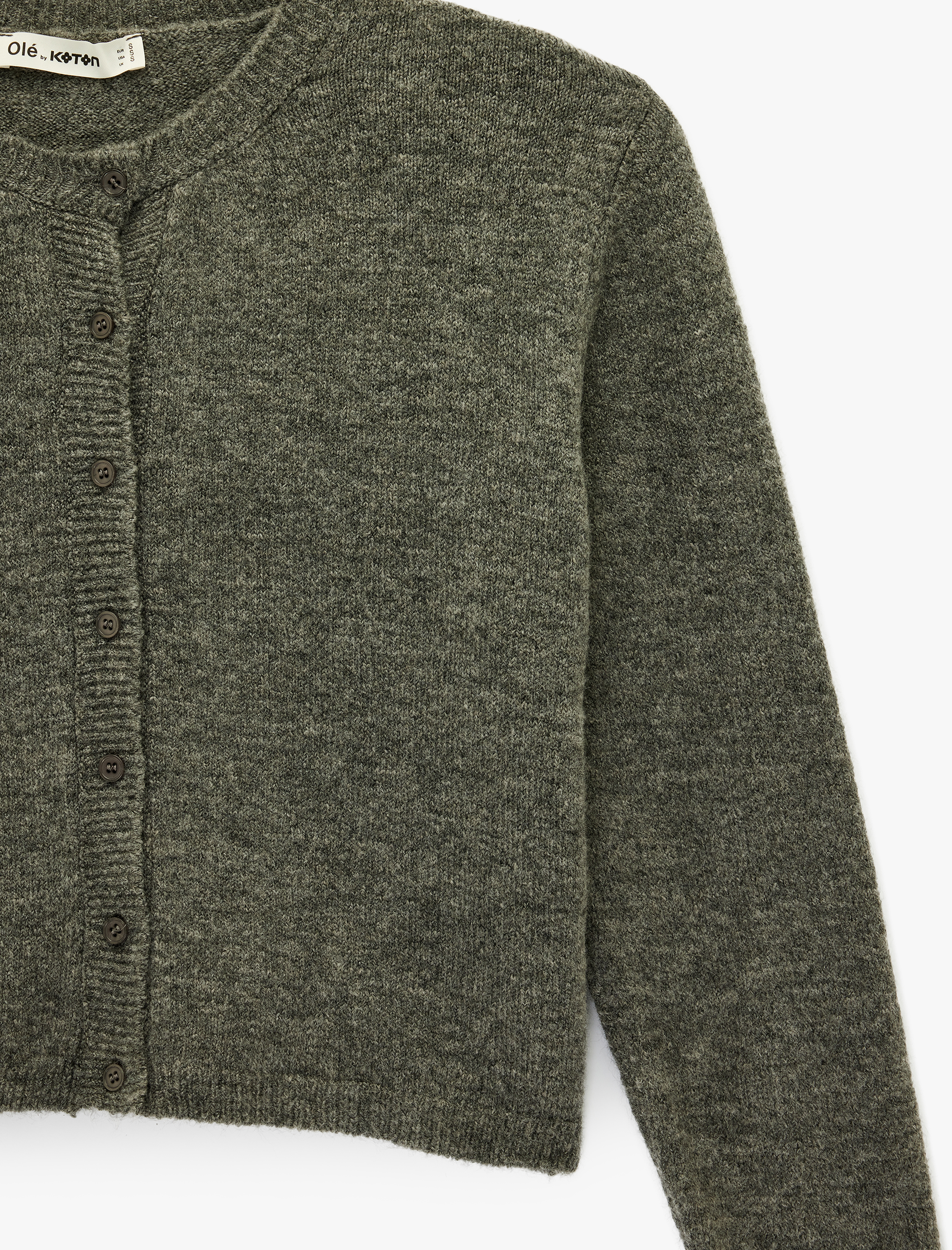   Bisiklet Yaka Düğme Detaylı Basic Triko Hırka