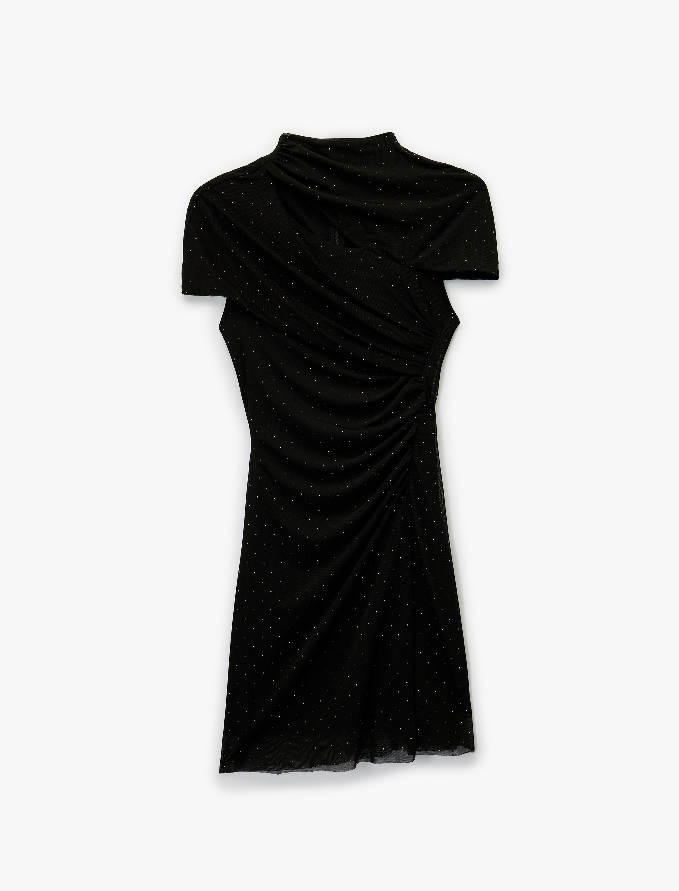   Koton X Sibil Çetinkaya - Kolsuz Dik Yaka Mini Bodycon Taşlı Abiye Elbise